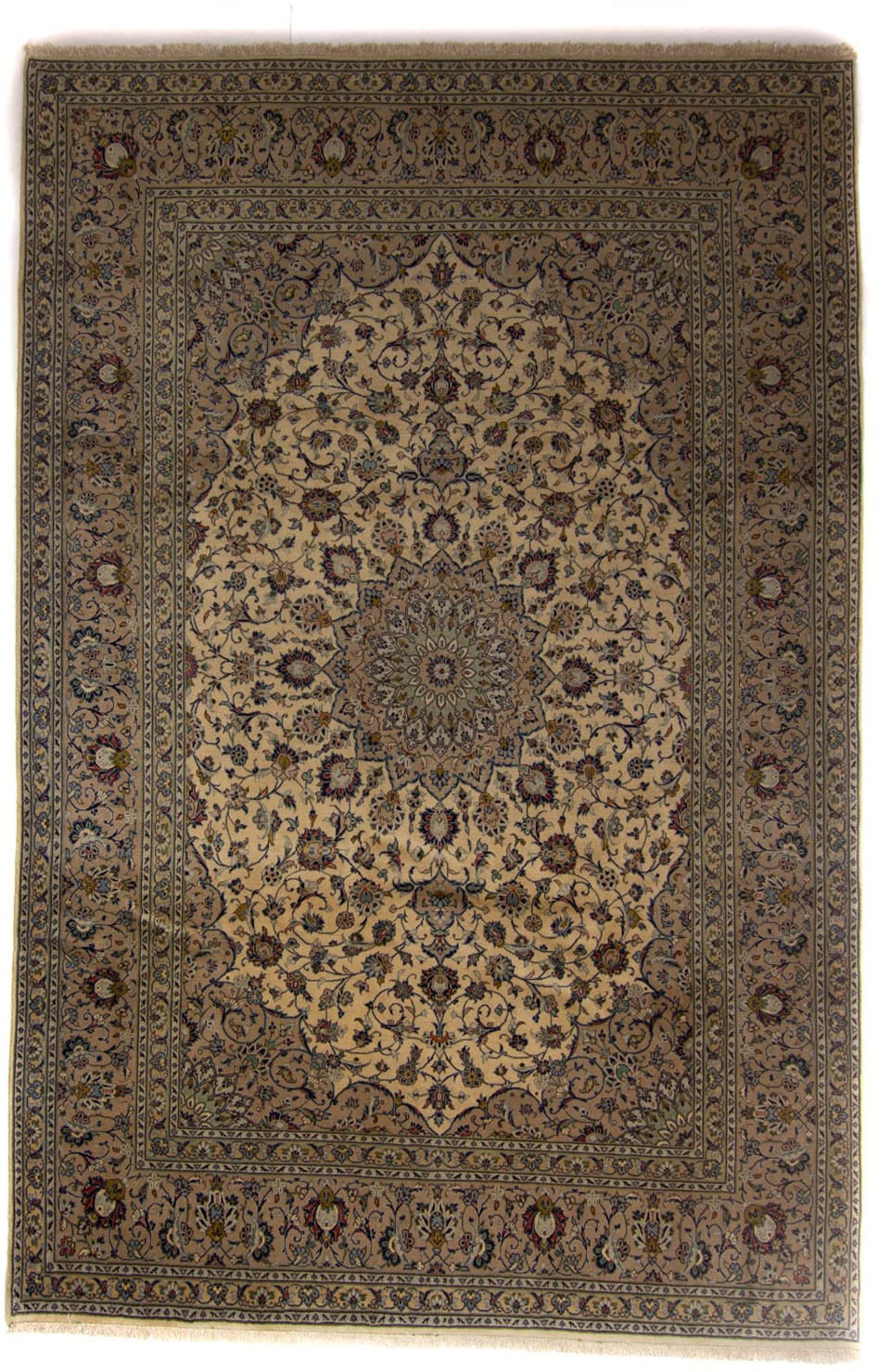 morgenland Wollteppich »Keshan Medaillon Marrone chiaro 342 x 247 cm«, rechteckig, Unikat mit Zertifikat