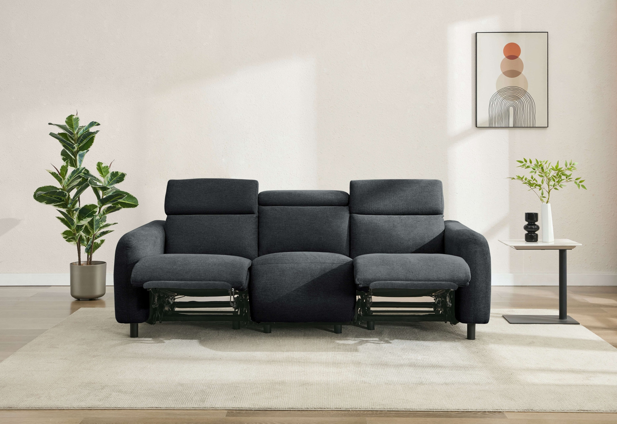 Home affaire 3-Sitzer »SKAANE Struktur-Sofa, 229 cm, manuelle-u. elektrische Relaxfunktion« Relax-Funktion in 2 Sitzen, Kopfteilverstellung, Federkernpolsterung
