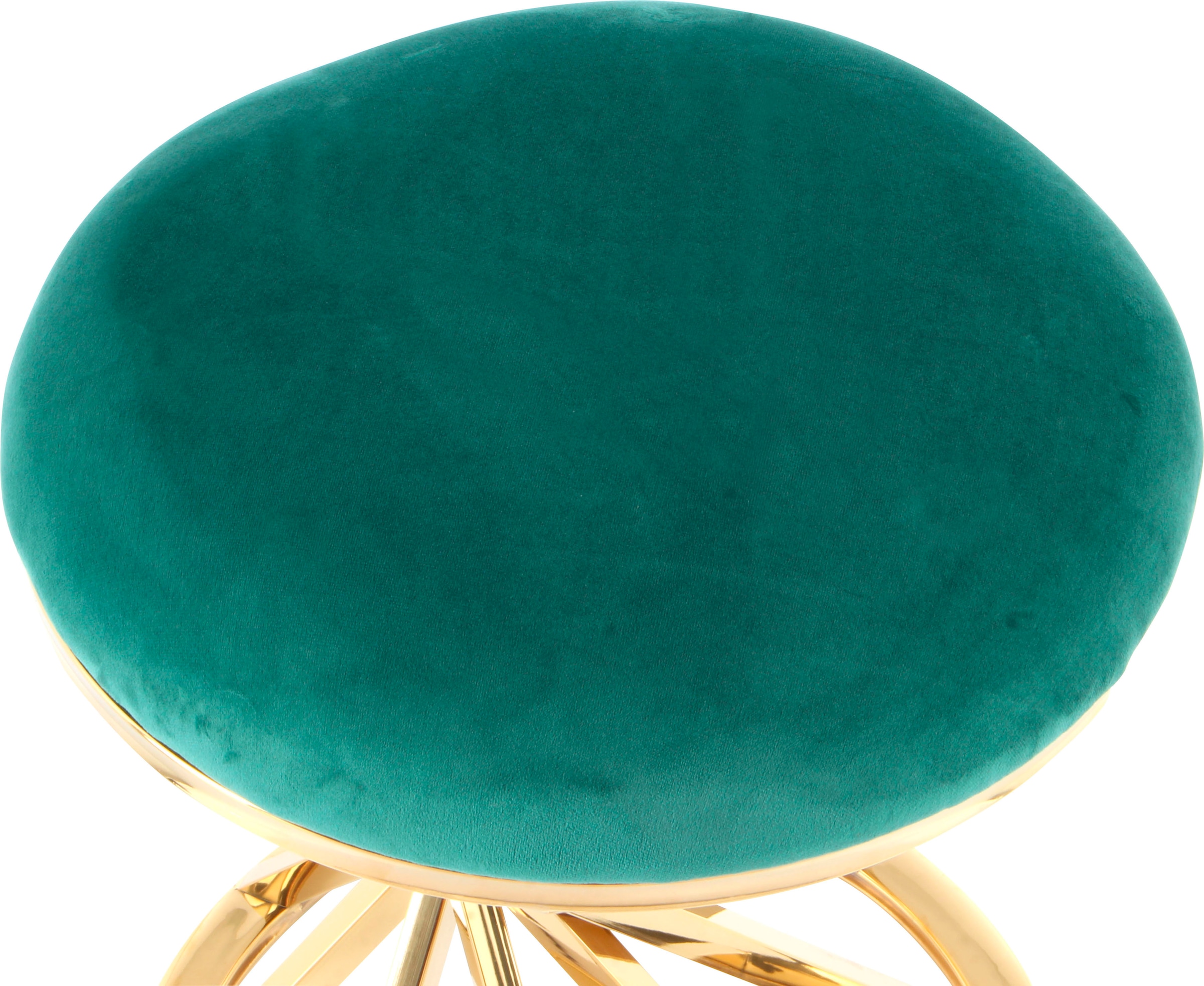 Kayoom Sitzhocker »Hocker Wesley 325,Sitzpouf in elegantem Design, Gestell aus Metall«, (1 St.), glamourös, hochwertig, mit weichem Sitzkissen und Stoffbezug