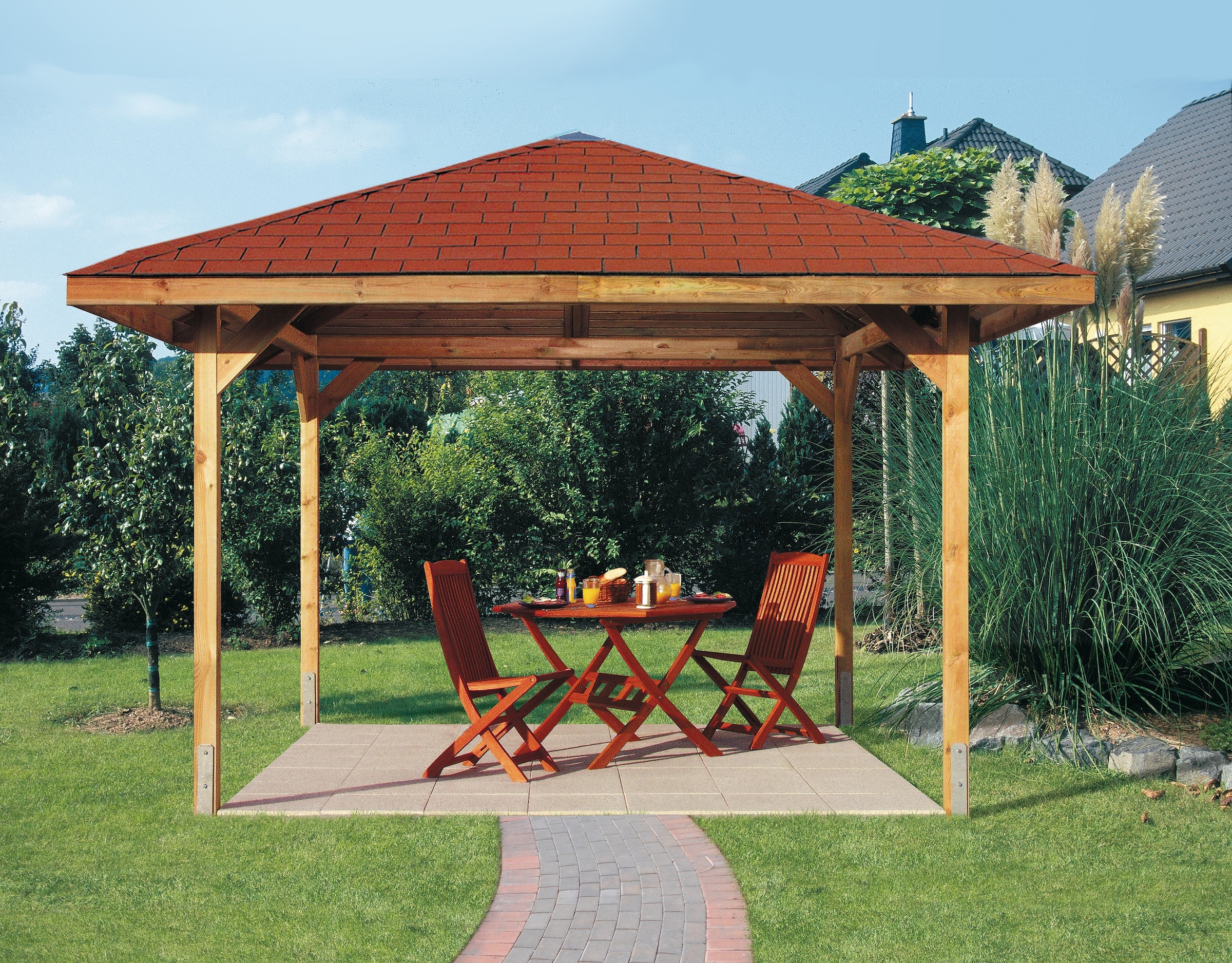 weka Pavillon »Paradies 2«, (Set), BxT: 380x380 cm, inkl. Dachschindeln und Pfostenanker