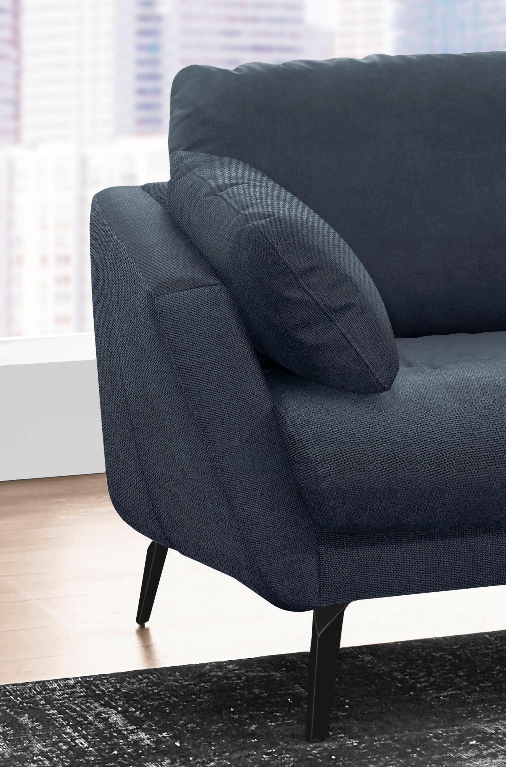 W.SCHILLIG Ecksofa »softy, toller Sitzkomfort, L-Form«, mit dekorativer Heftung im Sitz, Füße schwarz pulverbeschichtet