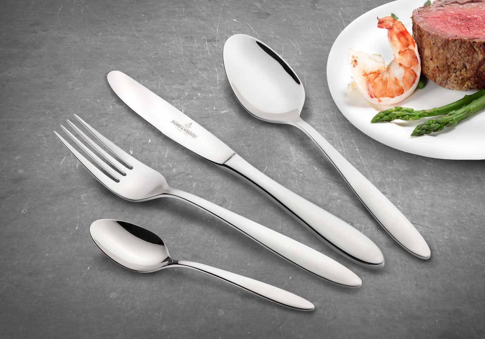 Picard & Wielpütz Solingen Besteck-Set »Tafelbesteck inkl. Besteckbox Bozen 30er Set silber« Spülmaschinengeeignet