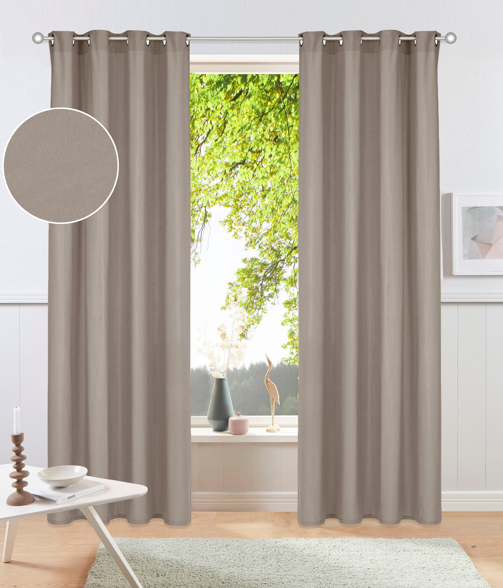 OTTO home Vorhang »Parry« Ösen 2 Stk. tlg. 2-er Set, blickdicht, monochrom, basic