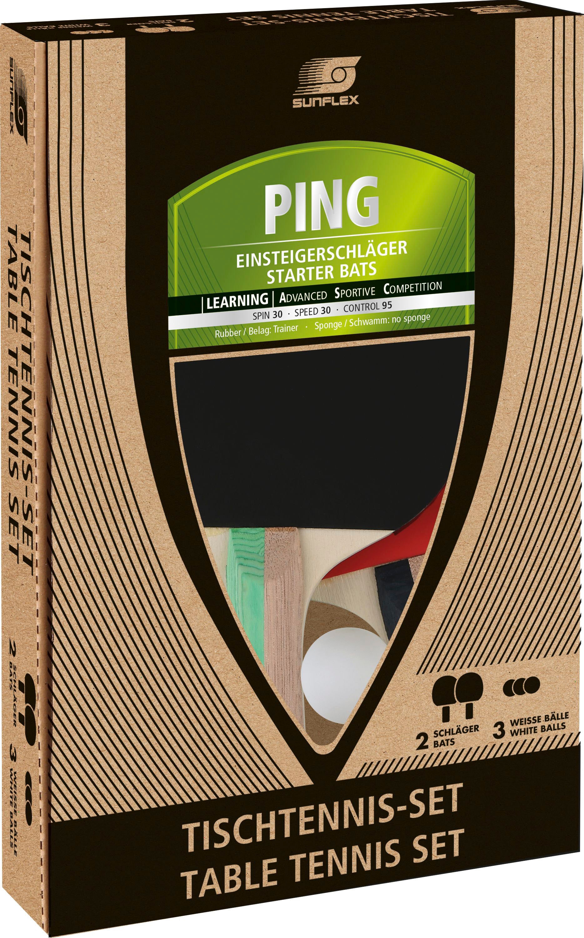 Sunflex Tischtennisschläger »Tischtennis Set Ping Einsteiger Bat Racket«