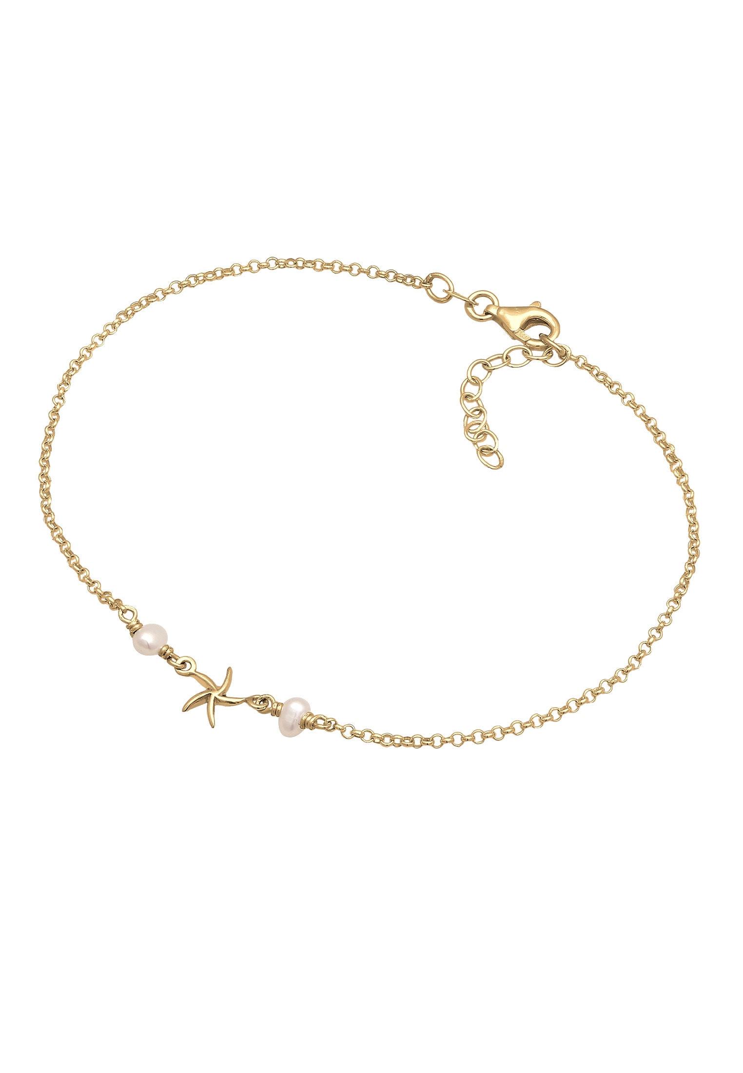 Elli Fußkette »Fußschmuck Seestern Süßwasserperle Mode 925er Silber«