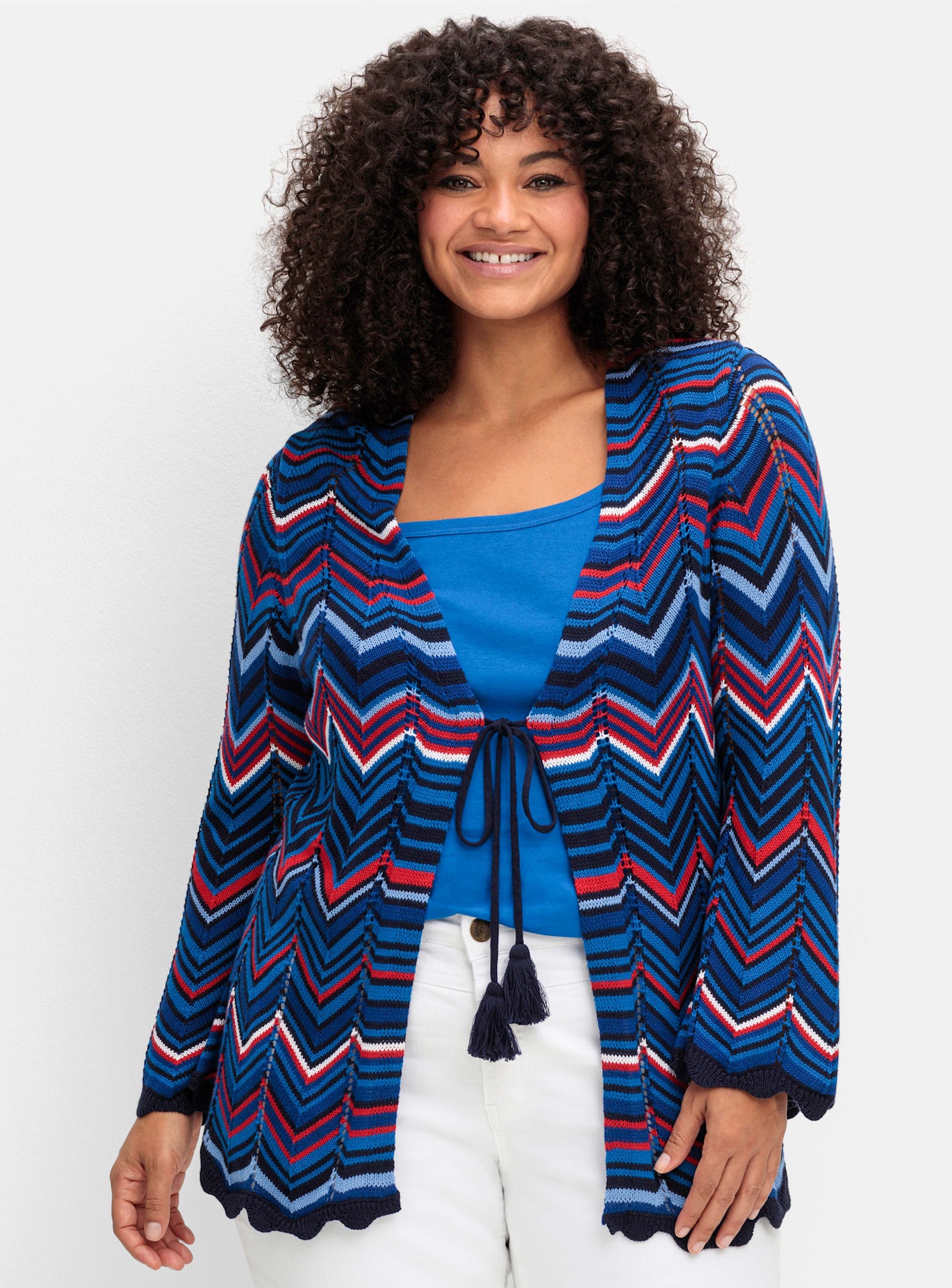 Sheego Damen Strickjacke in blau, Größe 56