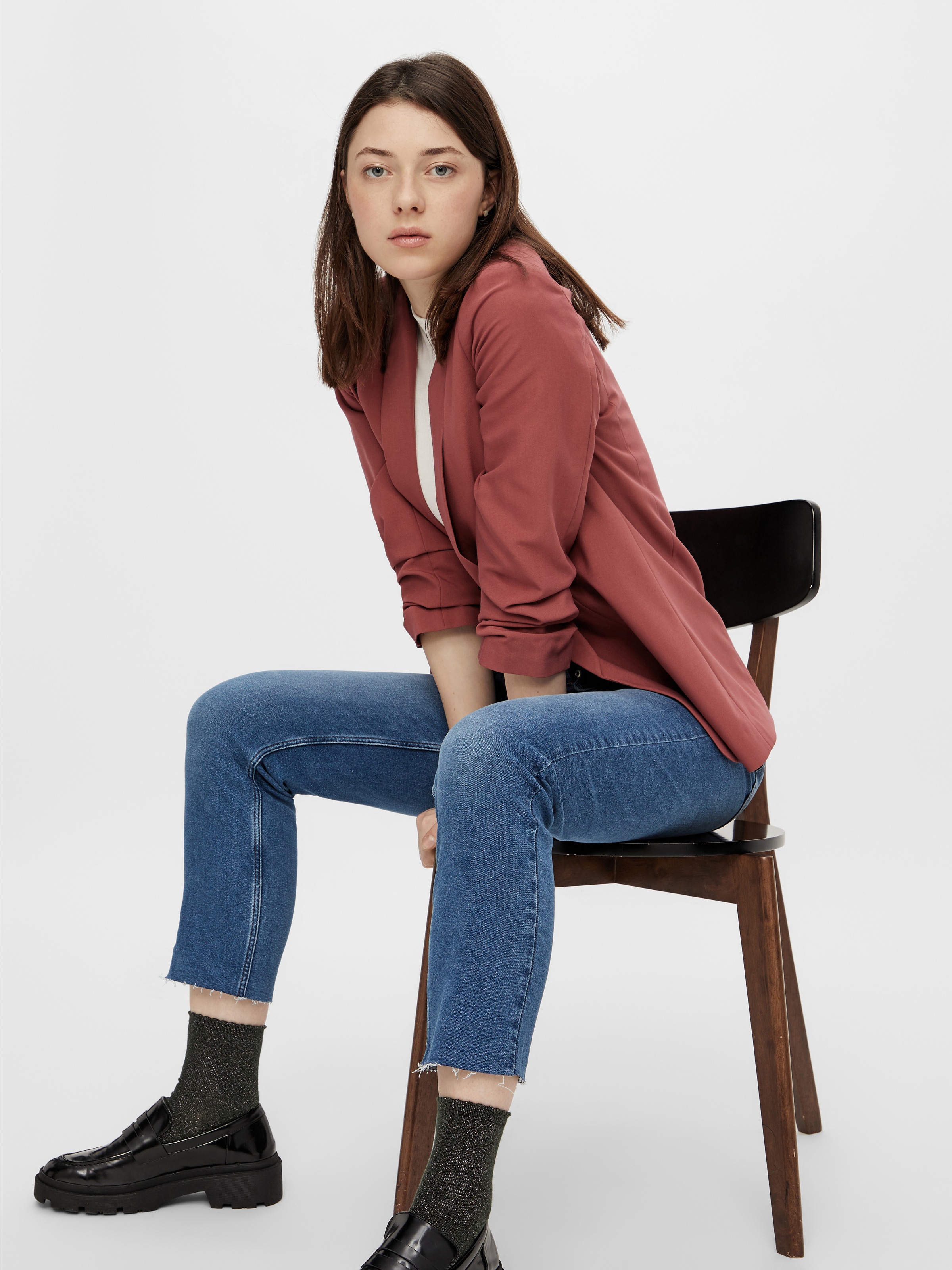 pieces Blusenblazer »PCBOSELLA 3/4 BLAZER NOOS« Materialmix, regular fit