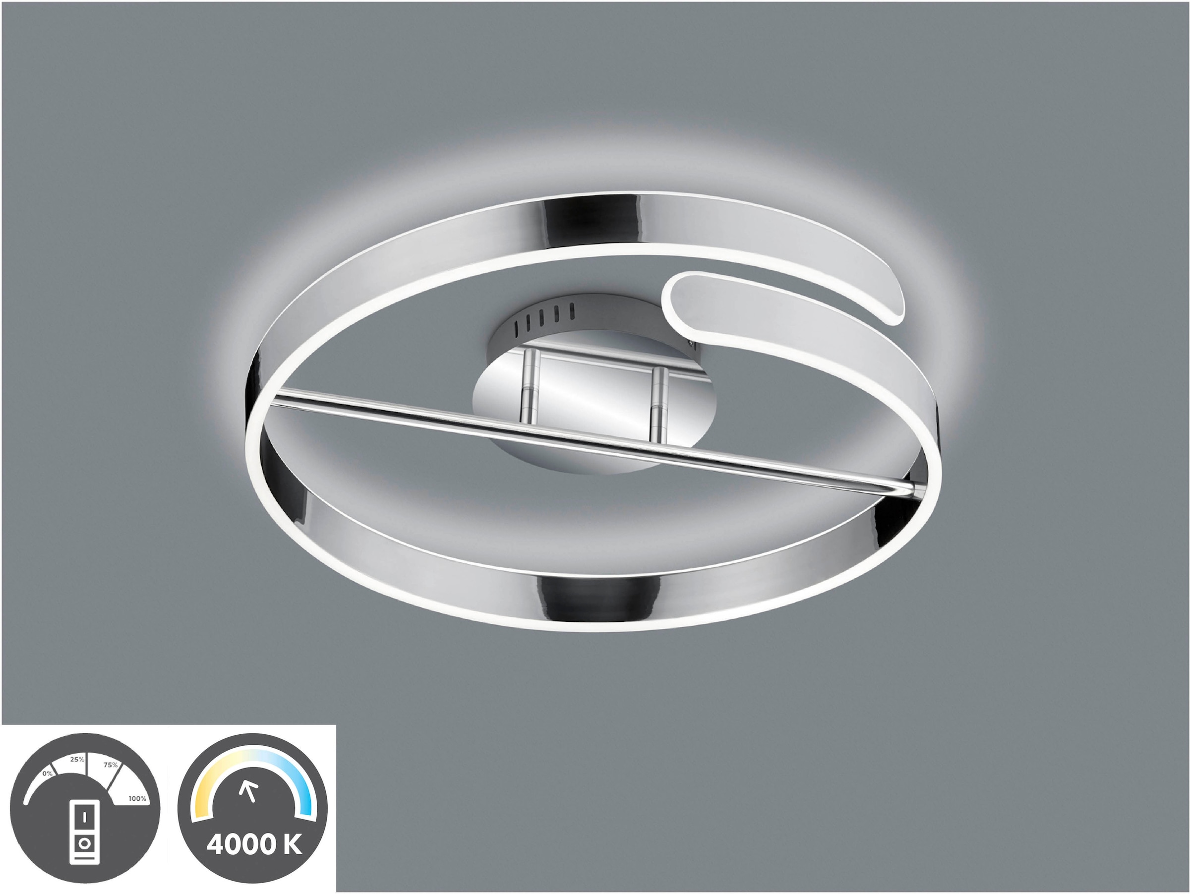 REALITY Leuchten LED Deckenleuchte »Parma« LED-Board 1 Stk. Neutralweiß Deckenlampe Ø 50cm, neutralweiß 4000K, dimmbare LED 37W, 4500 Lumen