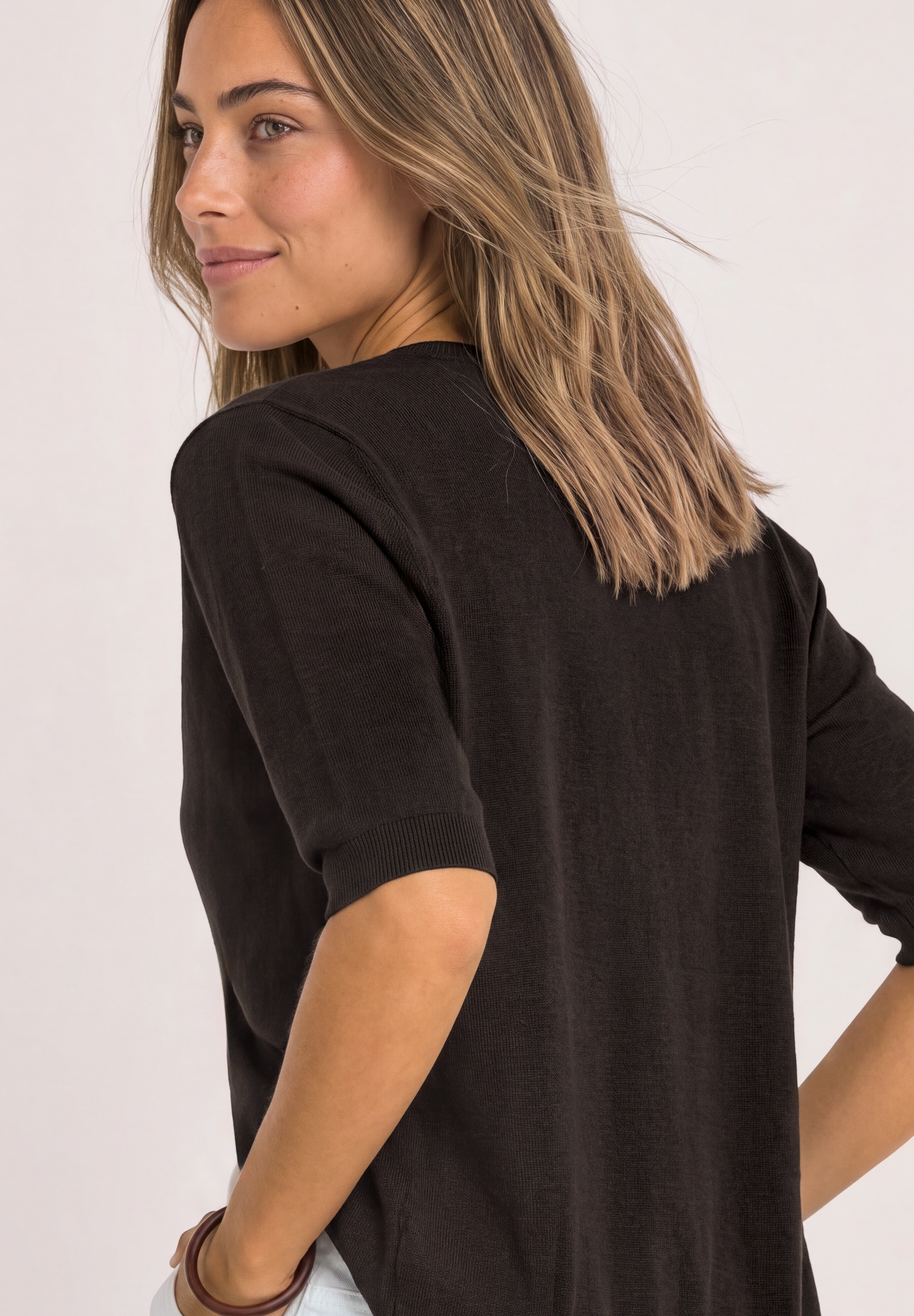 STREET ONE Cardigan Kurzarm Cardigan mit Rundhals und Knöpfen