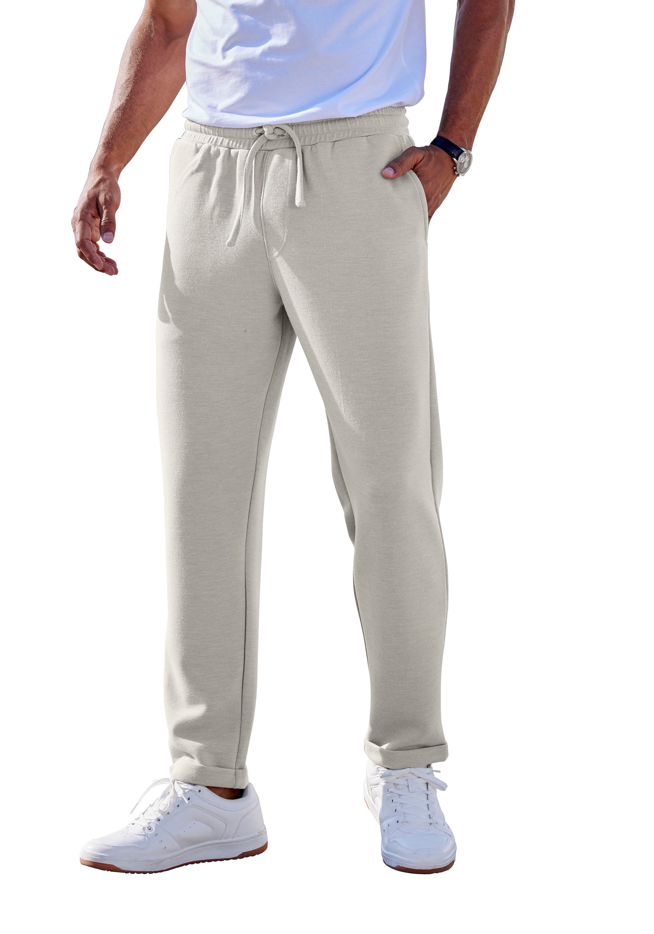 John Devin Jogger Pants »Jogg Pants«, Umschlag am Beinabschluss, aus elastischer Piqué-Qualität