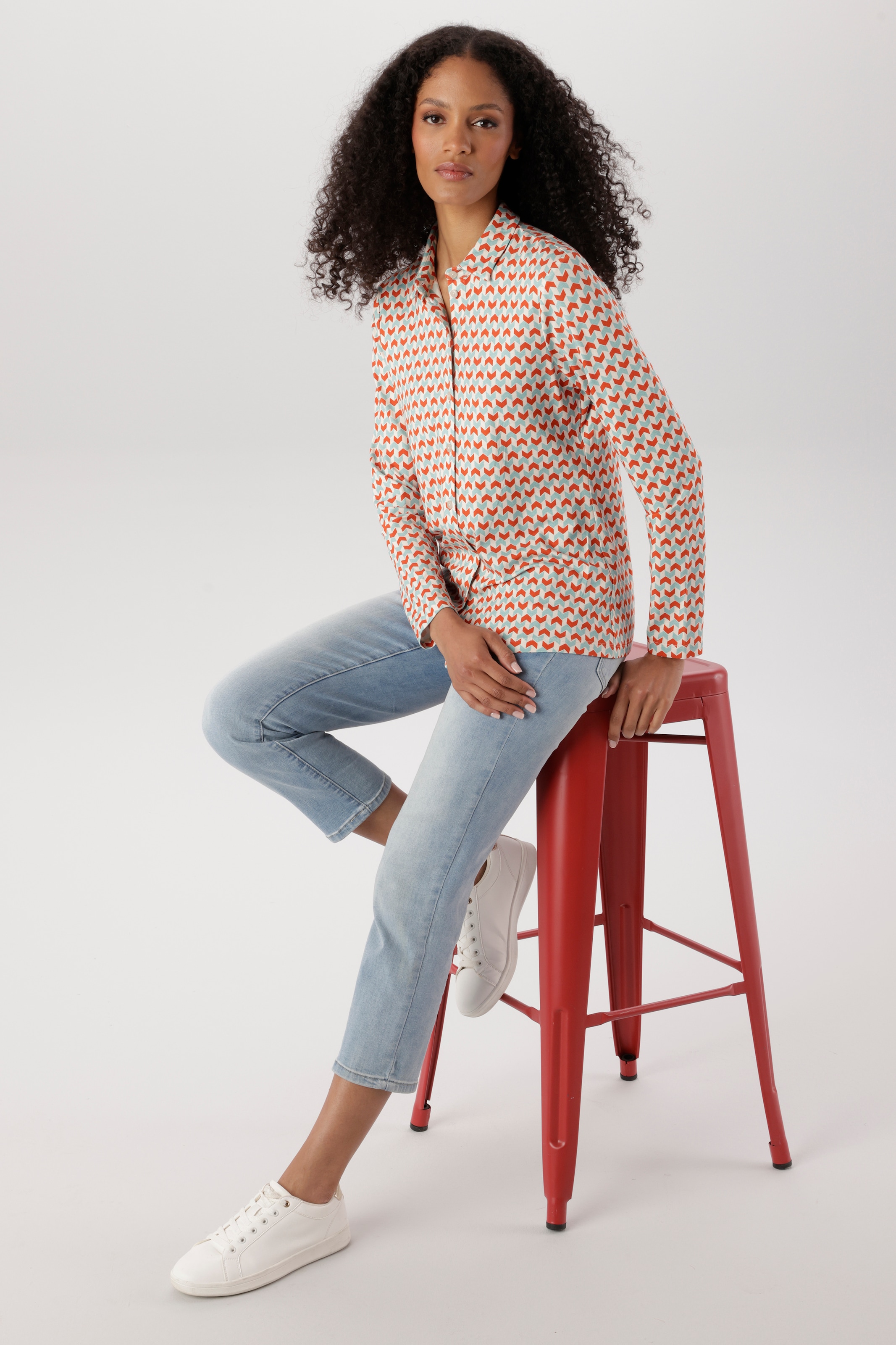 Aniston SELECTED Hemdbluse mit extravaganten, grafischen Retro-Muster - NEUE KOLLEKTION