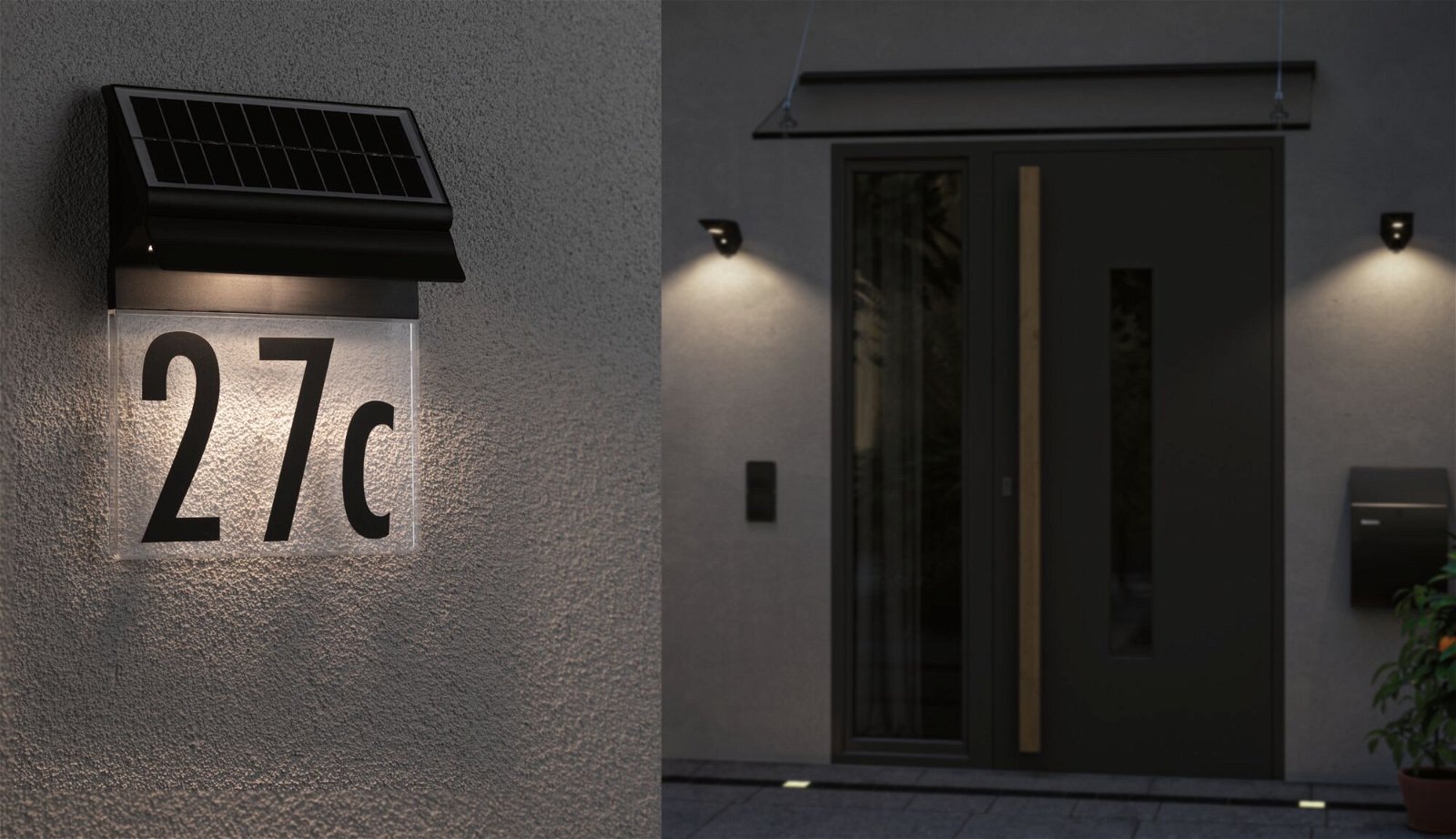Paulmann LED Außen-Wandleuchte »Solar Hausnummernleuchte Neda IP44 3000K 14lm Schwarz«, 1 flammig