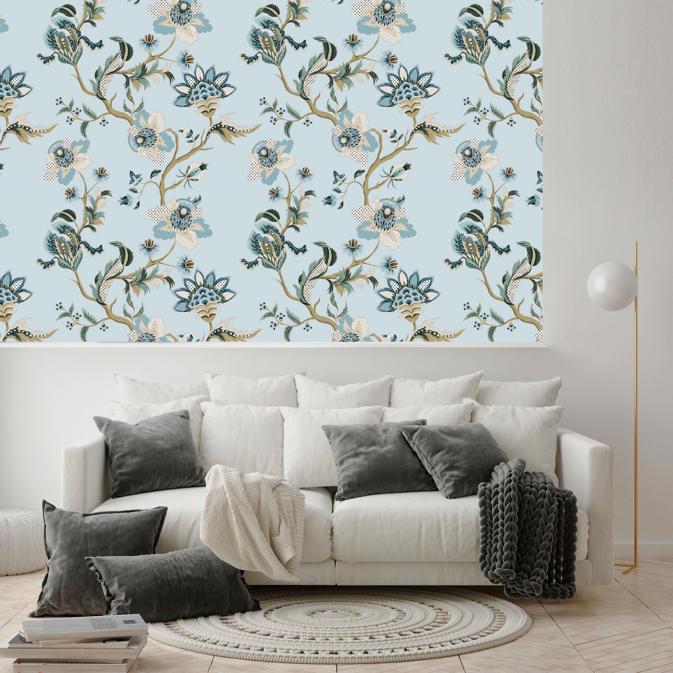 queence Vinyltapete »Paulina«, bedruckt-Motiv-botanisch-floral-gemustert-natürlich, 90x250cm, selbstklebend, kinderleichte Anbringung, Sticker