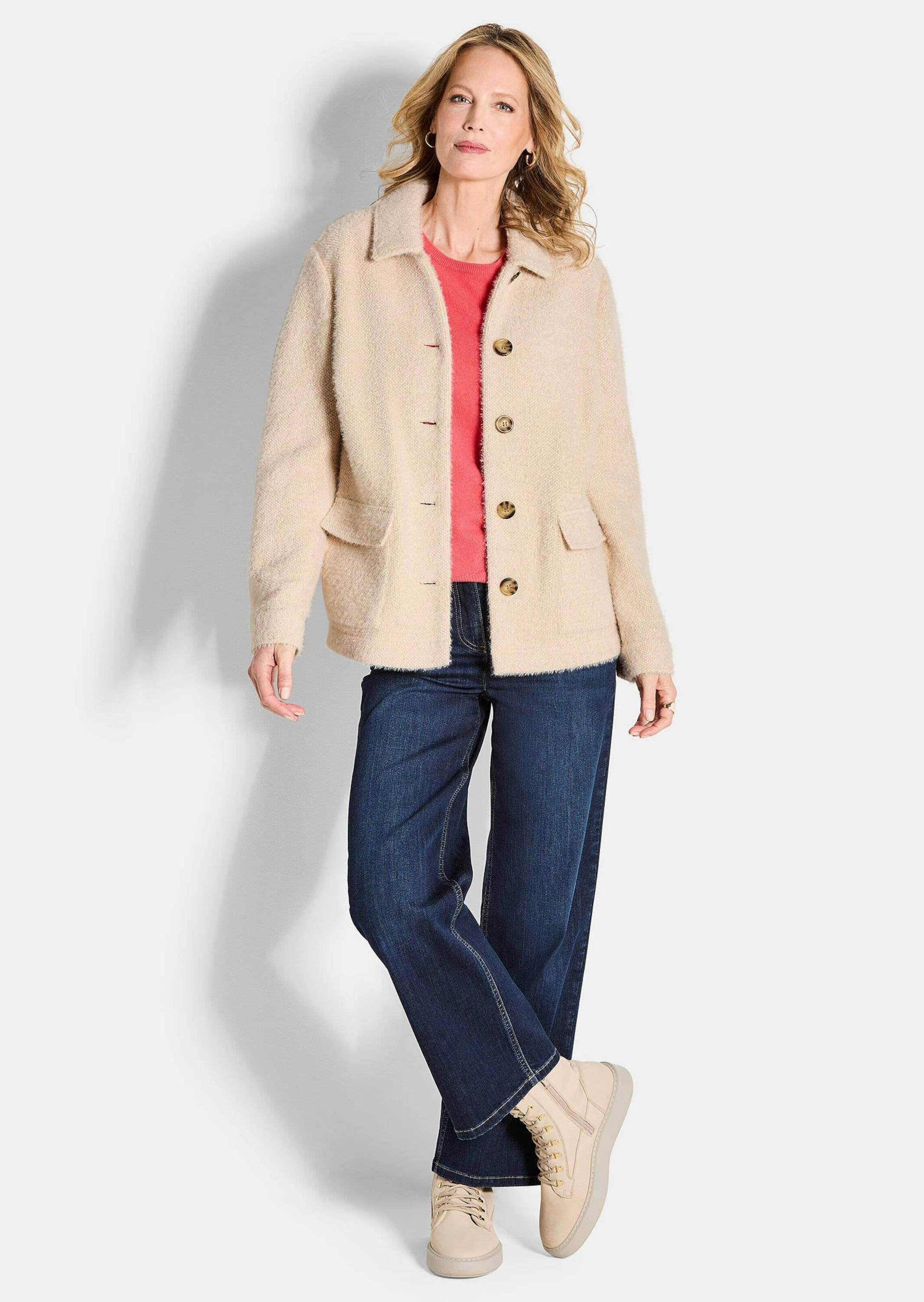 GOLDNER Kurzjacke »Kurzgröße Strickjacke mit dezenter Wabenstruktur«