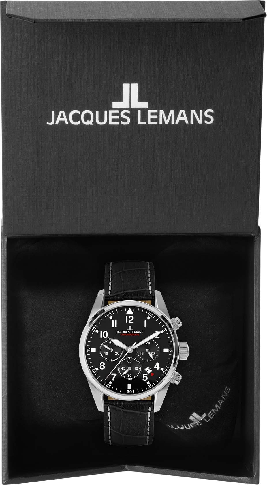 Jacques Lemans Chronograph »Barcelona, 42-2A«, Quarzuhr, Armbanduhr, Herrenuhr, Datum, Stoppfunktion, Lederarmband