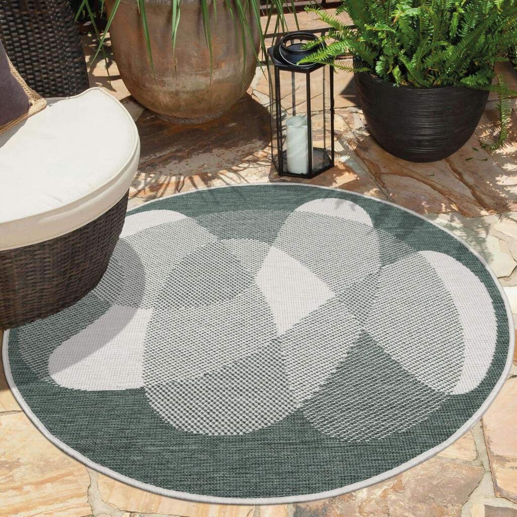 Carpet City Outdoorteppich »DUO RUG 5835«, rund, 5 mm Höhe, Wendeteppich Wetterfest In- & Outdoor, Balkon, Terrasse, Wohnzimmer
