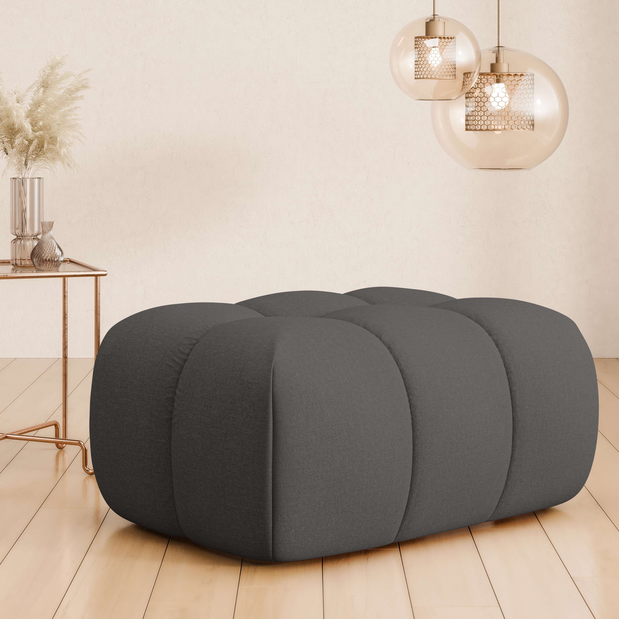 Home affaire Polsterhocker »AURELIAN, passend zum Sessel, Maße B/T/H: 88,5/53/43 cm«, mit Wellenunterfederung, in verschiedenen Materialien und Farben
