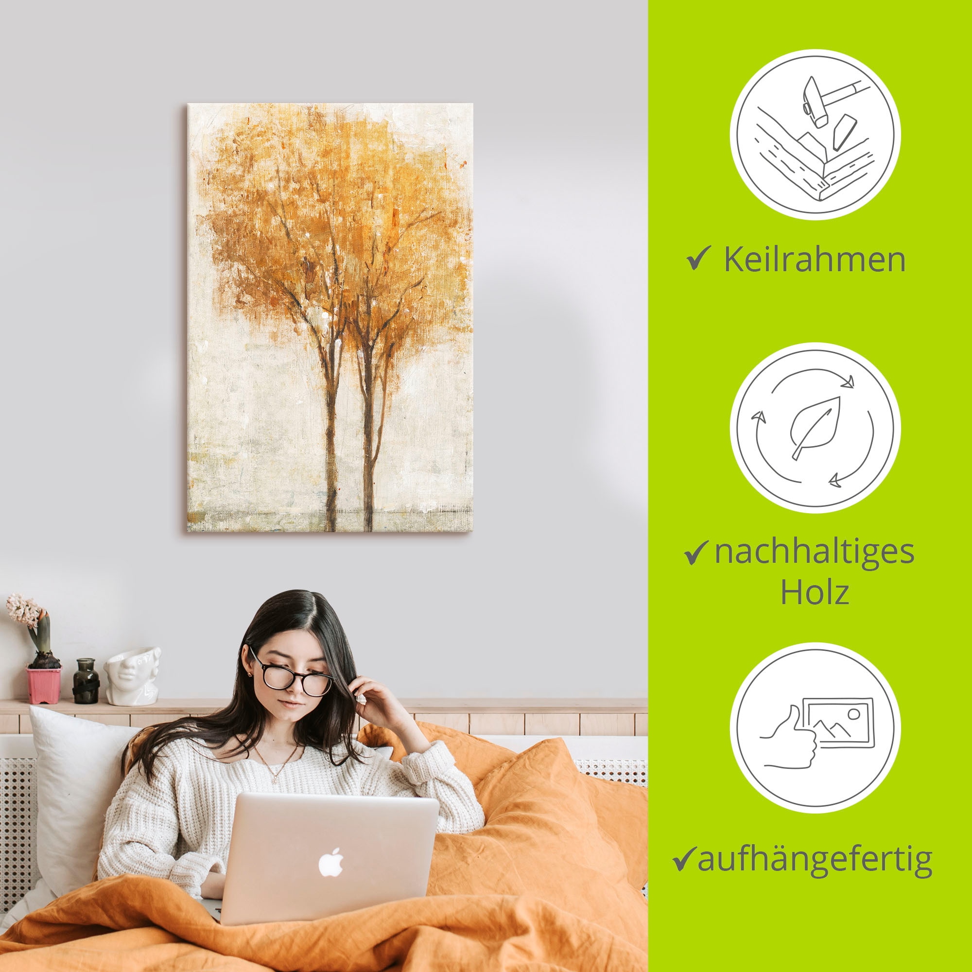 Artland Leinwandbild »Fallende Blätter II« Bäume 1 Stk. tlg. als Leinwandbild, Wandaufkleber in verschied. Größen