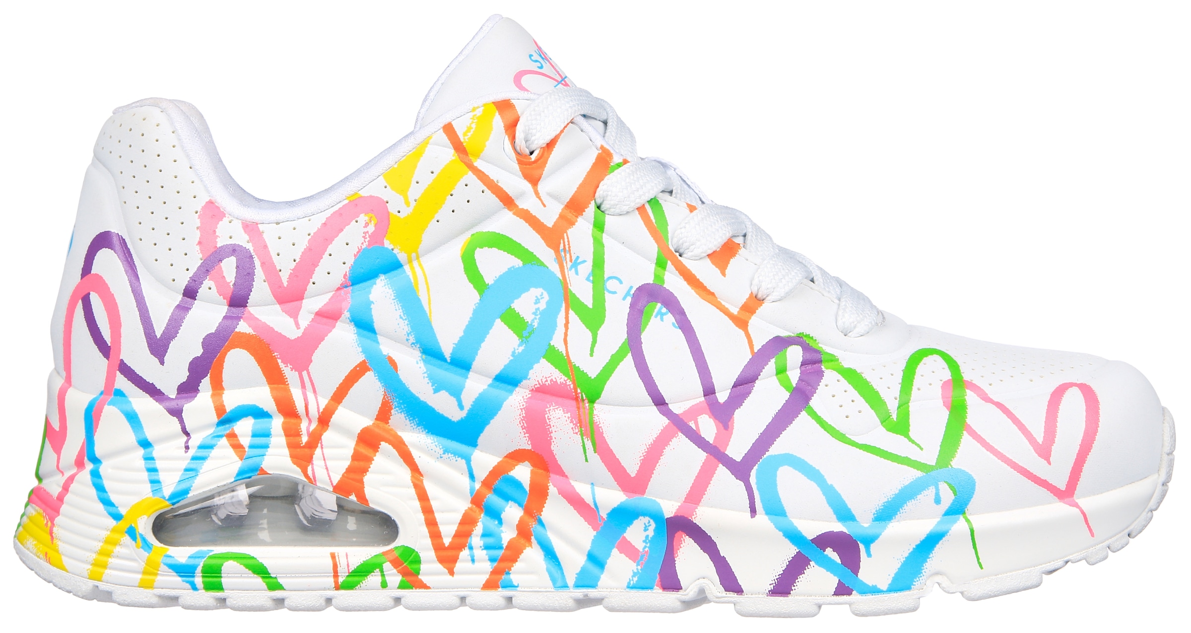 Skechers Sneaker »UNO - HIGHLIGHT LOVE«, Freizeitschuh, Halbschuh, Schnürschuh mit Herzchen-Print