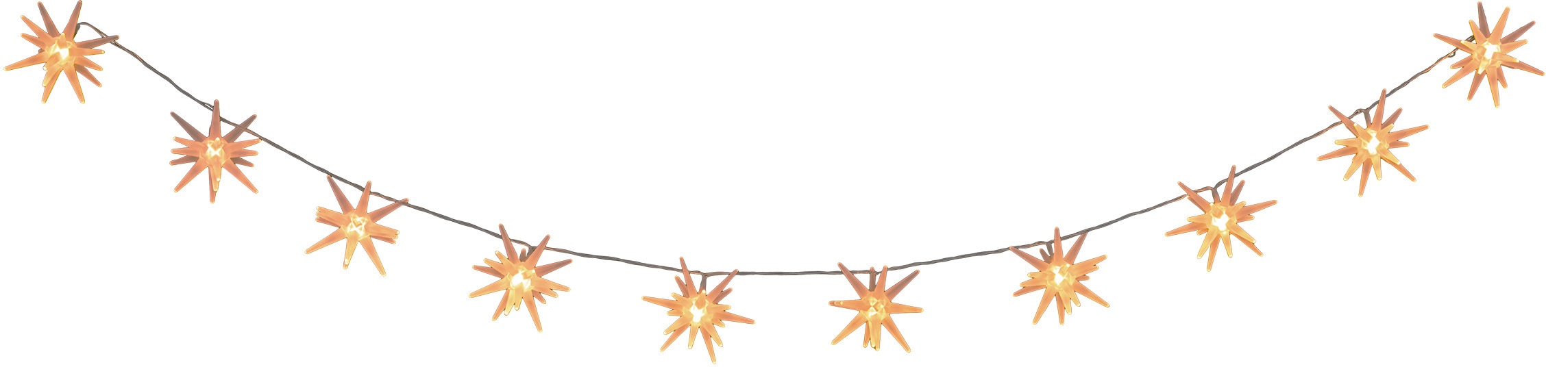 näve LED-Lichterkette »mit 3D-Sternen, Weihnachtsdeko, Batteriebetrieb«, 10 St.-flammig, mit Timer, aus Kunststoff, in weiß gefrostet Länge ca. 165 cm