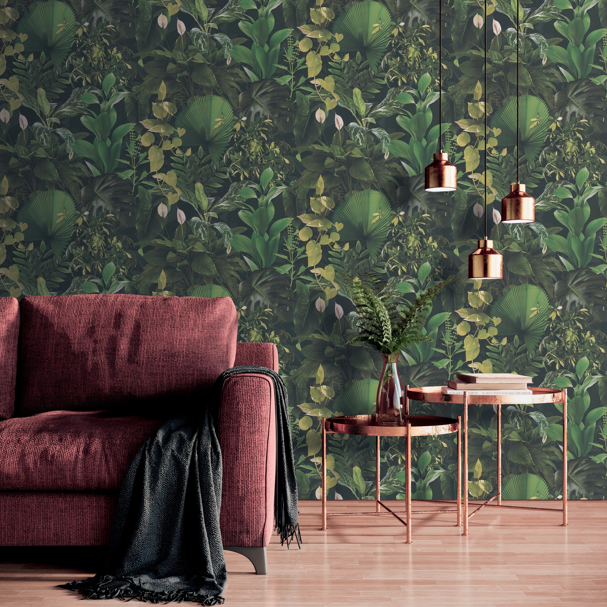 A.S. Création Vliestapete »PintWalls II Dschungel-Tapete Mustertapete Pflanzen Natur« matt strukturiert Vliestapete floral für Schlafzimmer Küche Wohnzimmer Dschungel Design
