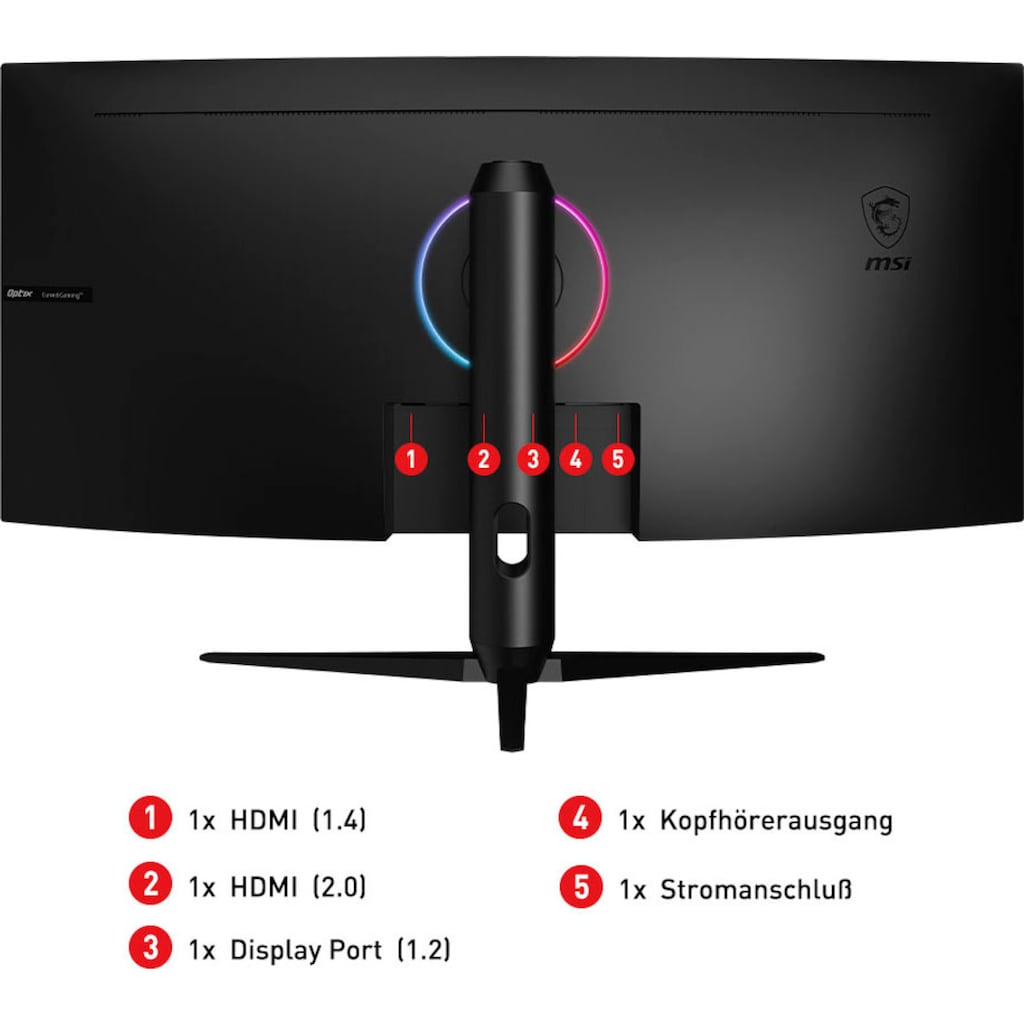 MSI Curved-Gaming-Monitor »Optix MAG342CQRV«, 86 cm/34 Zoll, 3440 x 1440 px, UWQHD, 1 ms Reaktionszeit, 100 Hz, 3 Jahre Herstellergarantie