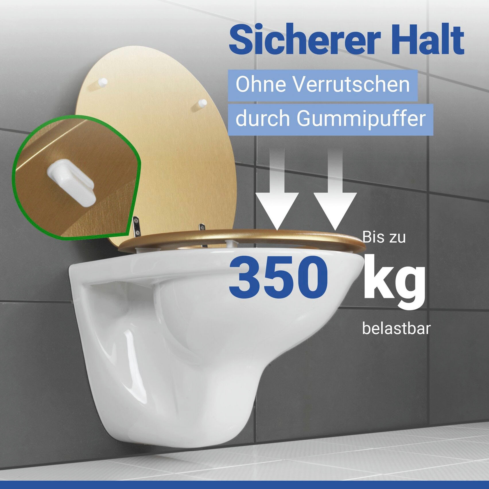 WENKO WC-Sitz »Modell Aldeno« aus MDF mit Edelstahl-Befestigung, spülkastengeeignet