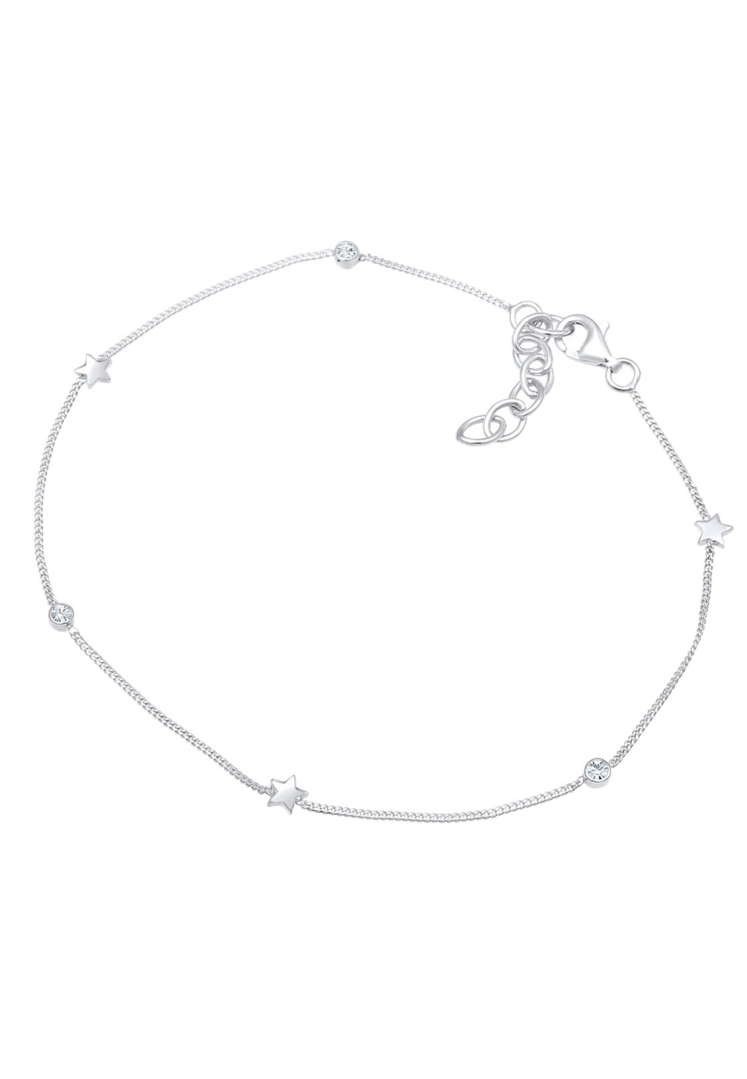 Elli Fußkette »Fußschmuck Stern Glas Kristalle Weiß 925 Sterling Silber«