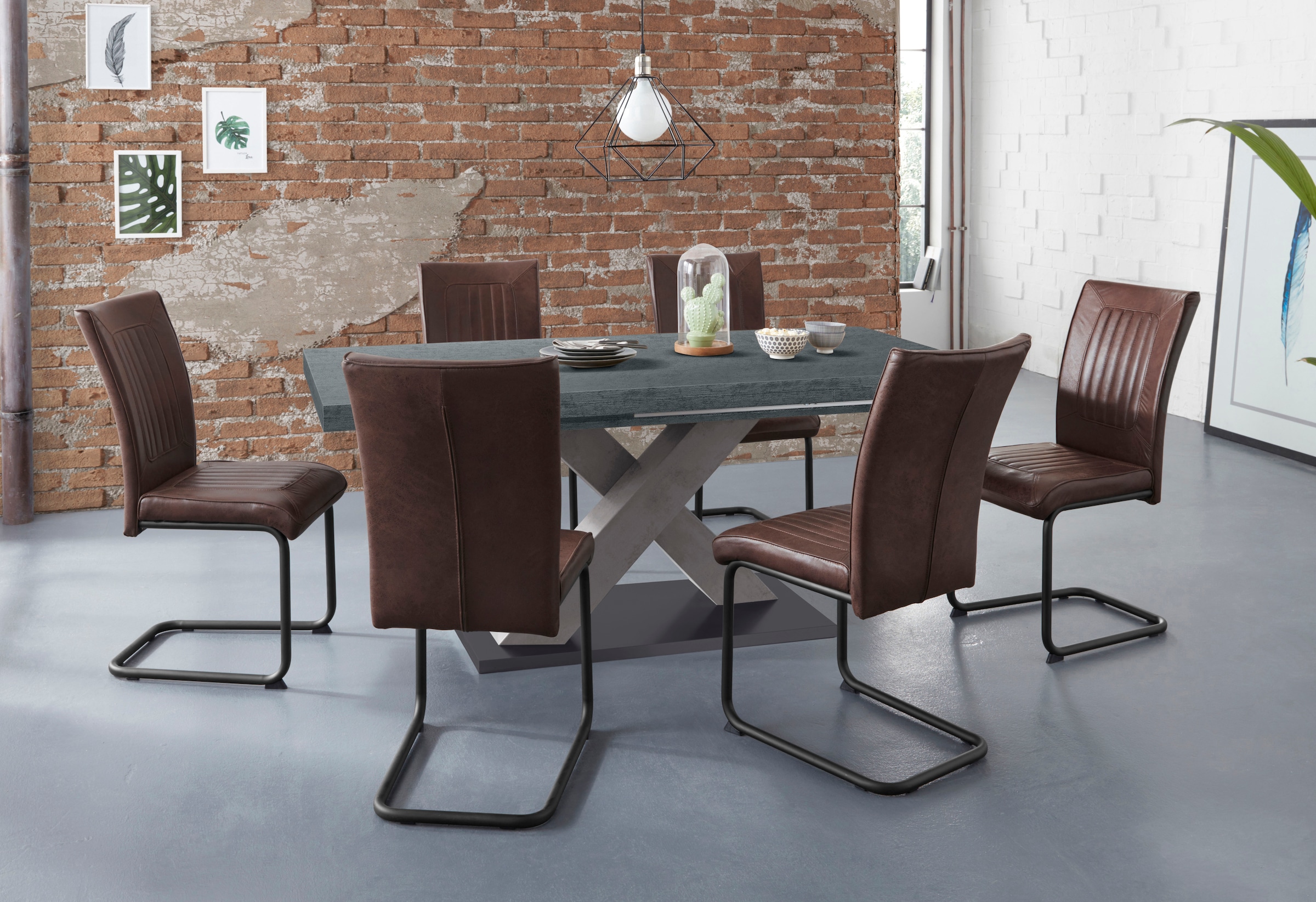Mäusbacher Esstisch »Komfort Tisch TOPSELLER!«, (OTTOs Choice), Mäusbacher Esstisch mit X Gestell und Bodenplatte. Breite 160-260