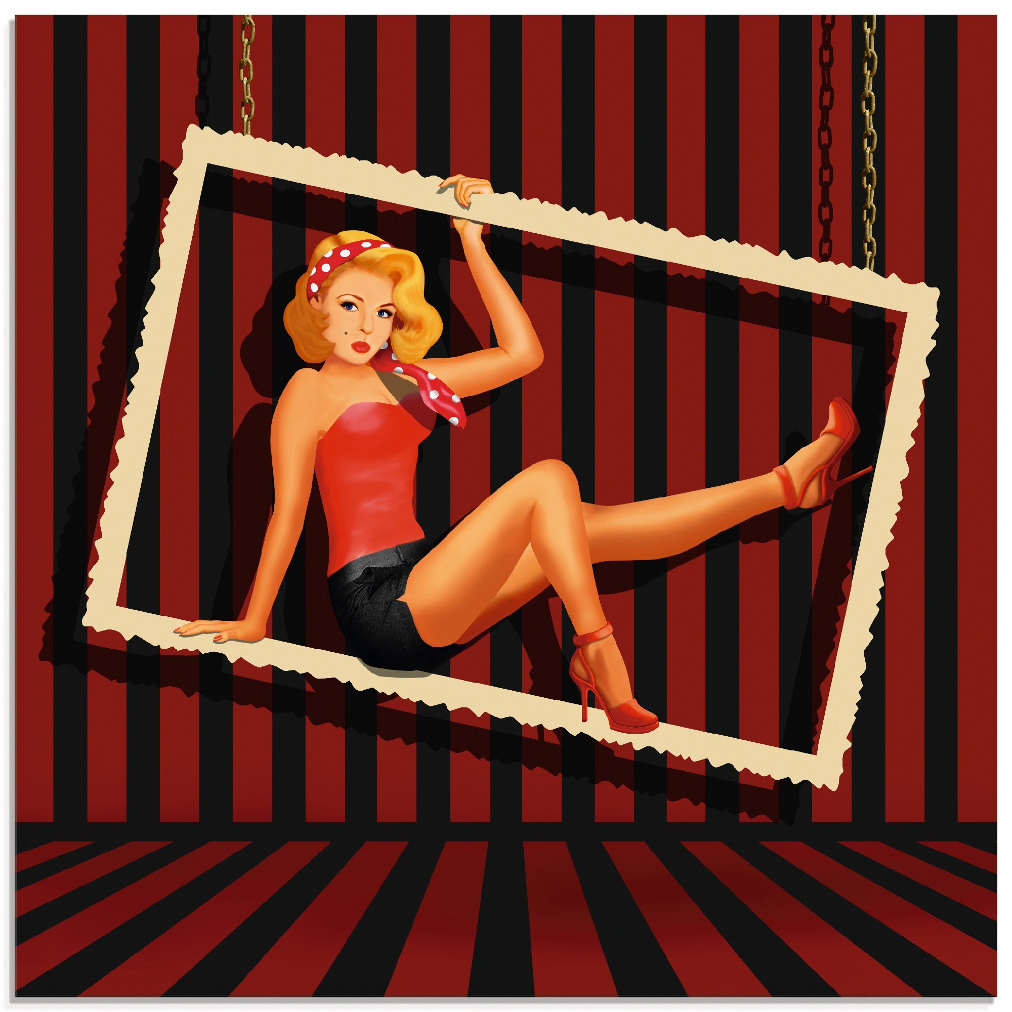 Artland Glasbild »Schönheit aus den 50er Jahren«, Frau, (1 St.)