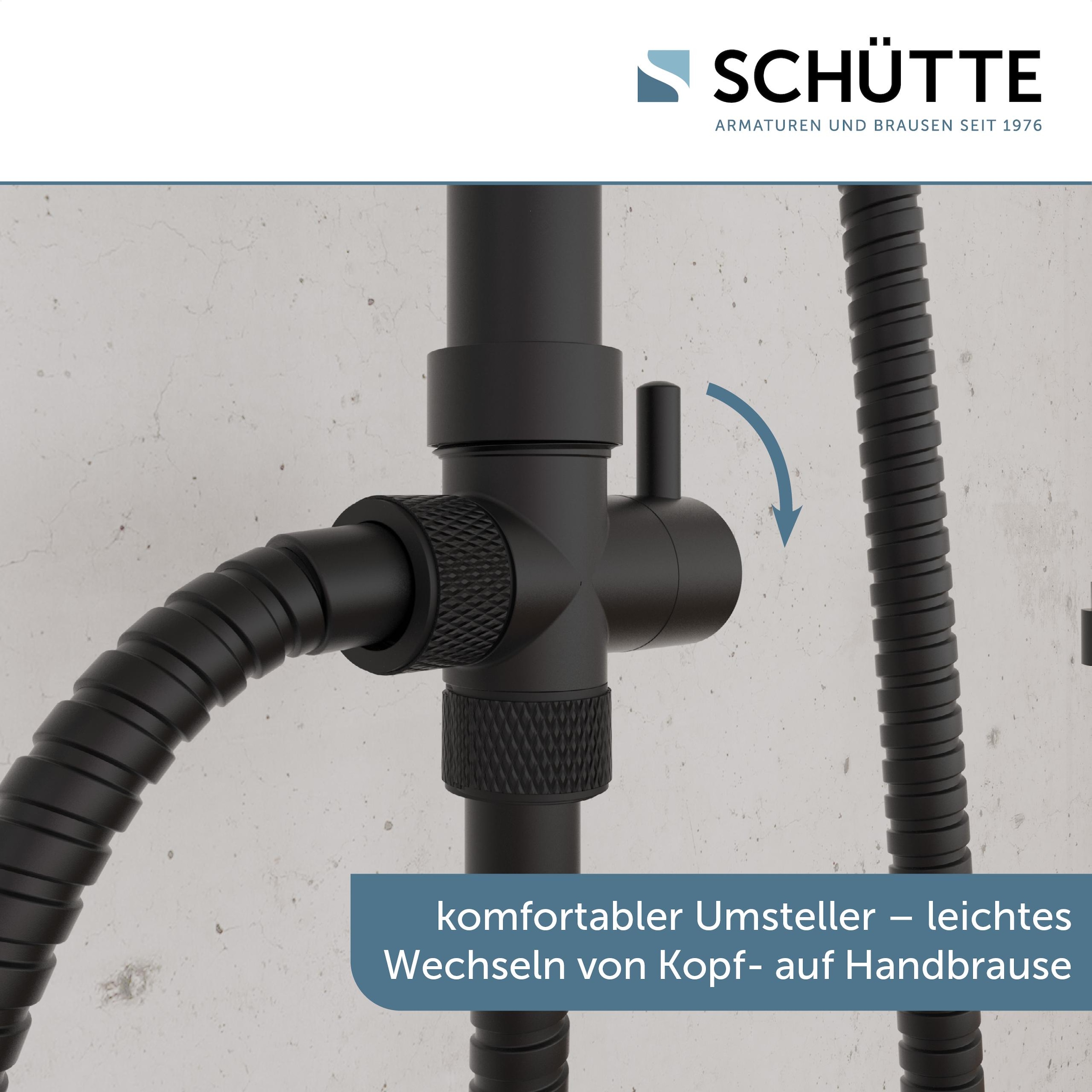 Schütte Brausegarnitur »TOKYO«, (Set, 10 tlg.), inkl. Wasserspardichtung, Antikalk, höhenverstellb., Edelstahl-Stange