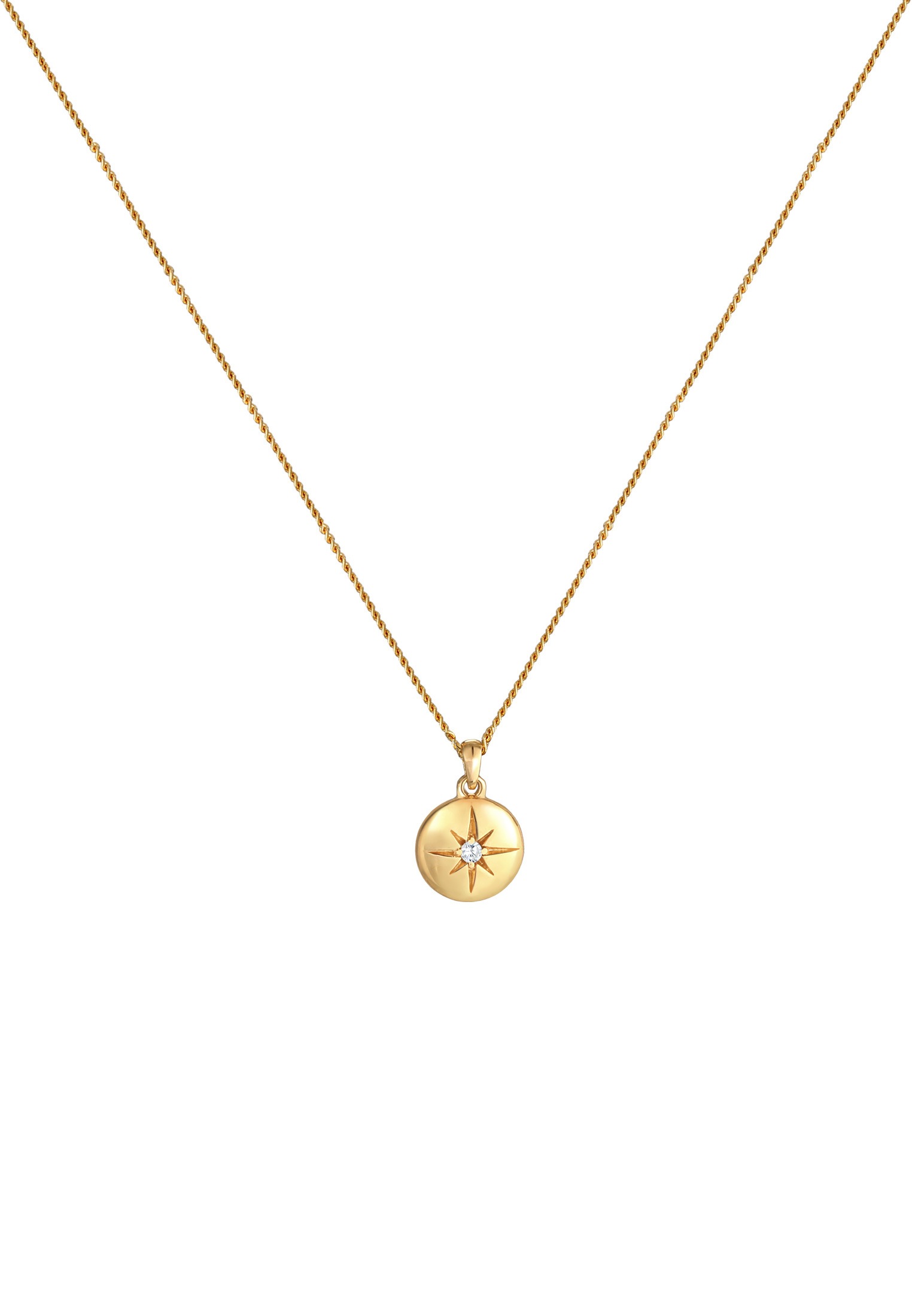 Elli Kette mit Anhänger »Halskette Stern Plättchen Disc Zirkonia 925 Silber«