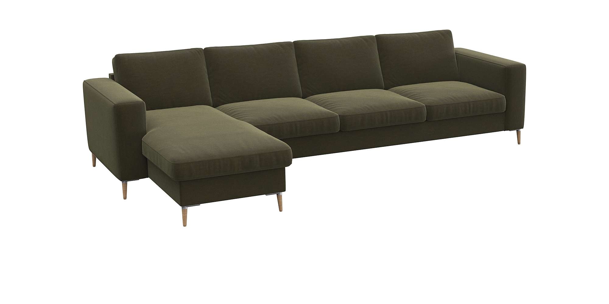 FLEXLUX Ecksofa »Fiore, super bequem durch hochwertigen Sitzaufbau mit Kaltschaum«, breite Armlehnen, Füße Alu+ Eiche, L-Form