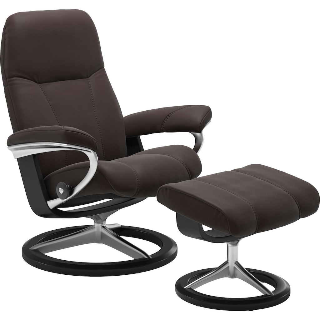 Stressless® Relaxsessel »Consul«, (Set, Relaxsessel mit Hocker), mit Hocker, mit Signature Base, Größe M, Gestell Schwarz