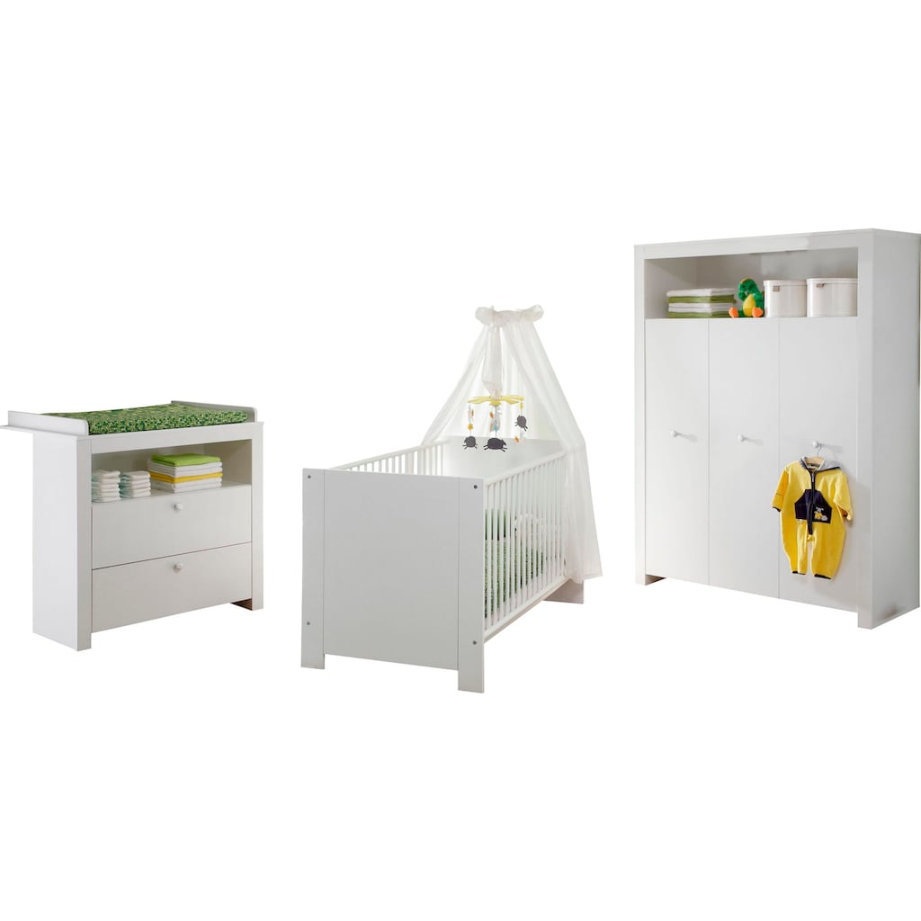 trendteam Babyzimmer-Komplettset »Olivia, Deal für begrenzte Zeit!«, (Set, 3 St., Bett, Wickelkommode, Schrank), Bett + Wickelkommode + 3 trg. Schrank