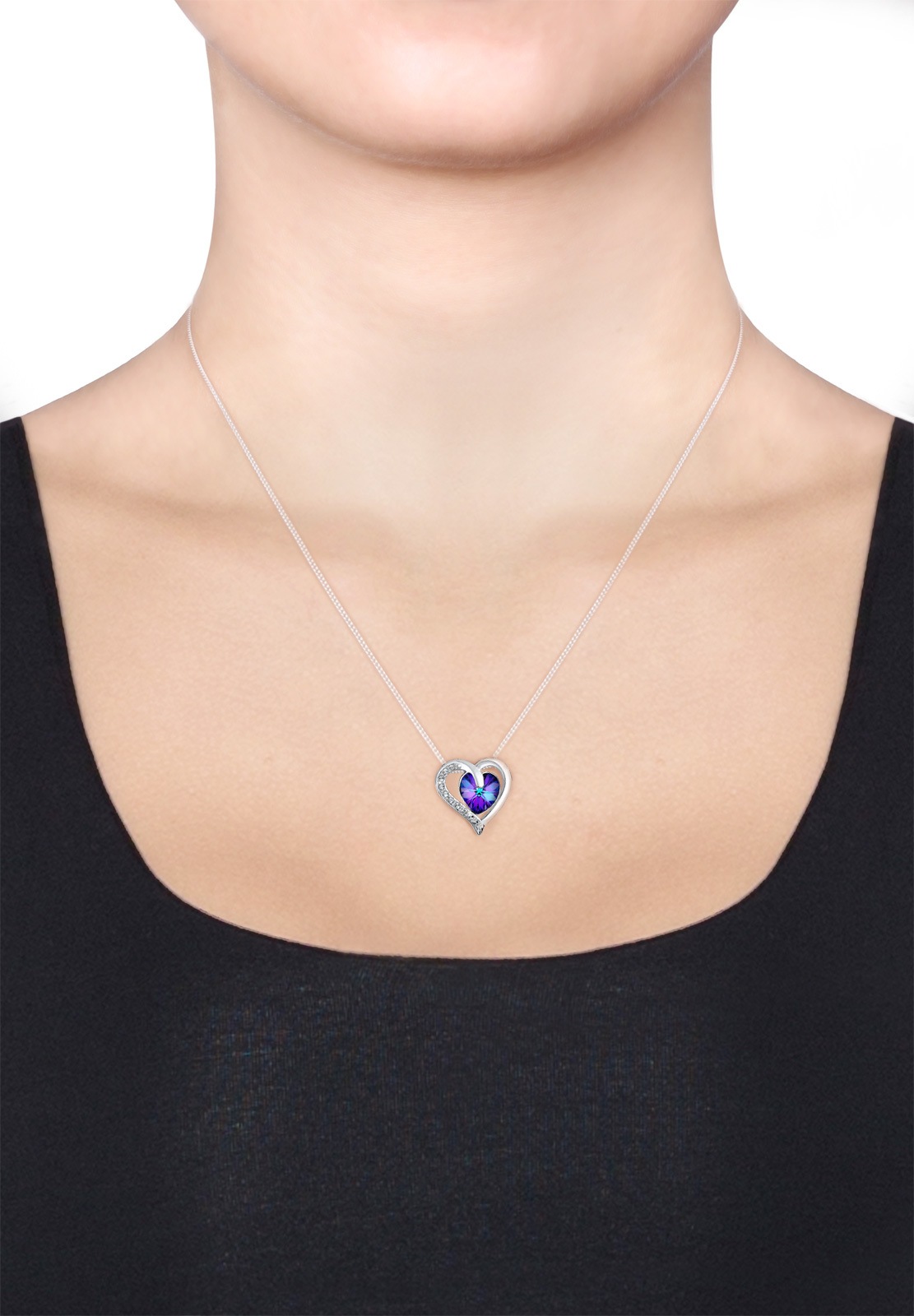 Elli Silberkette »Halskette Herz Blau 925 Sterling Silber, mit Kristallen von Swarovski®«