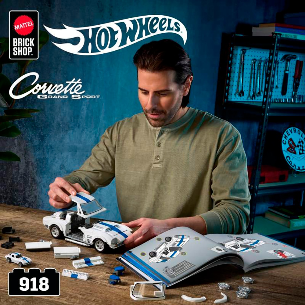 Mattel® Modellbausatz »Mattel Brick Shop Hot Wheels, ELITE SERIES CORVETTE« 918 Stk. tlg. 1:16
