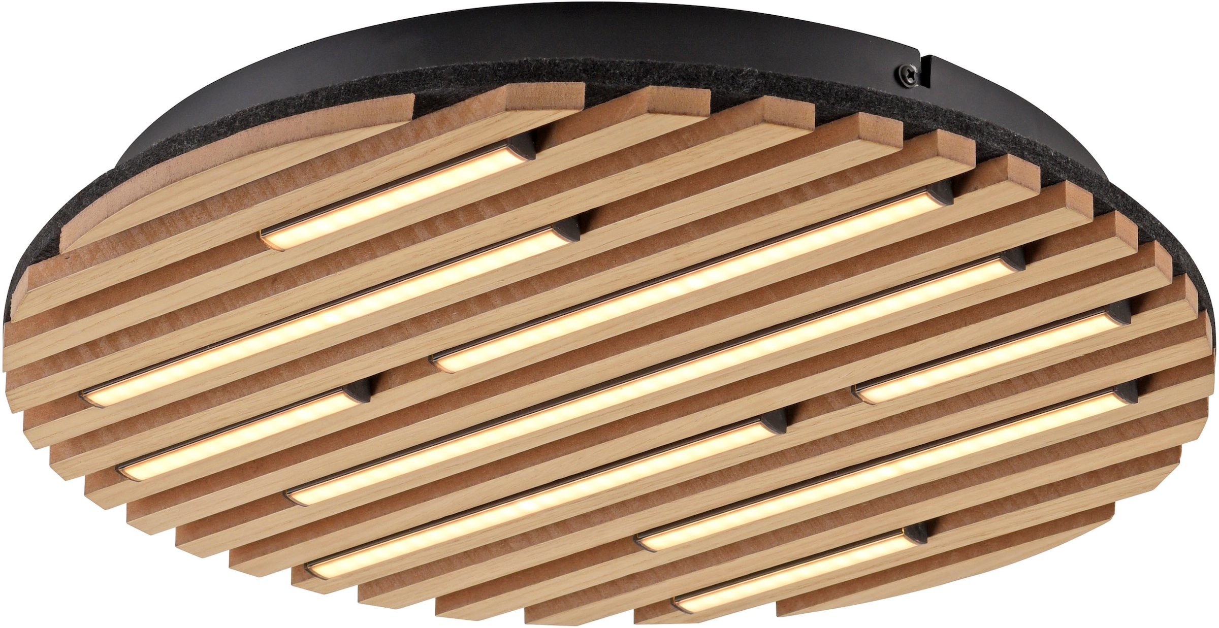 andas Deckenleuchte »Unnestad Akustikpaneele«, 1 flammig, Leuchtmittel LED-Board | LED fest integriert, schwarze LED Diffuser, Holz, Akustik, Paneele, 3000K - Ø 40 cm