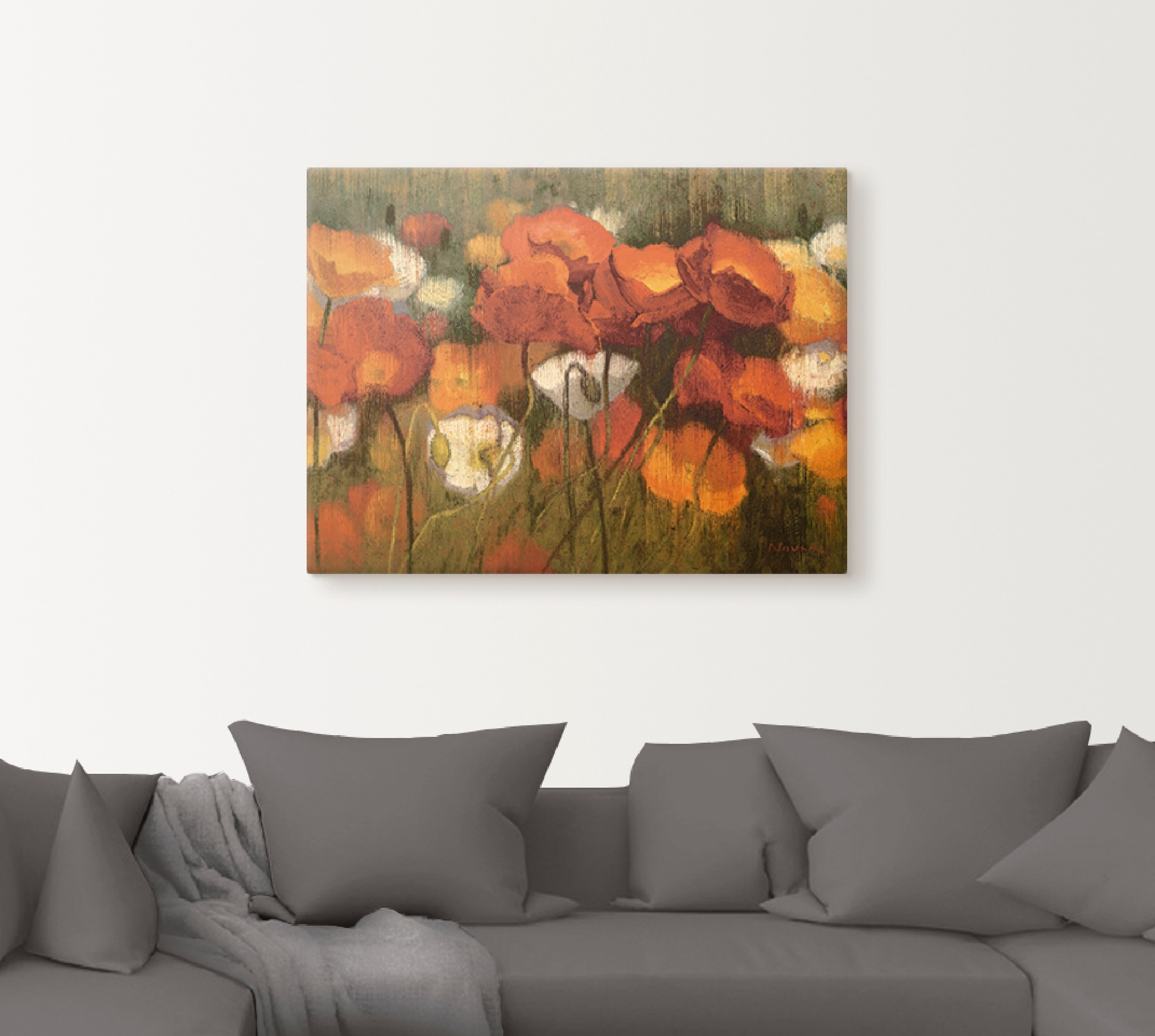 Artland Leinwandbild »Das starke Rot II« Blumenwiese 1 Stk. tlg. auf Holzrahmen gespannt