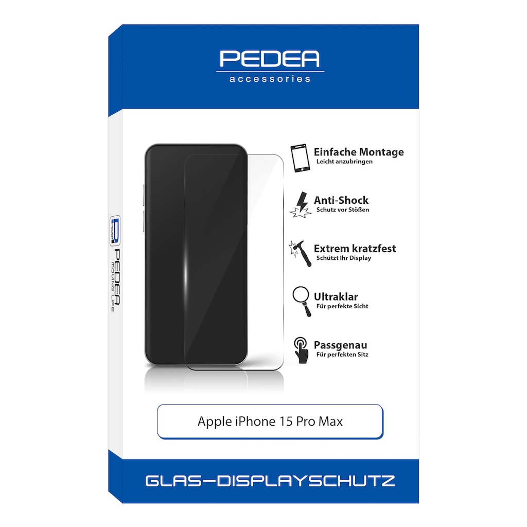 PEDEA Displayschutzglas »Display-Schutzglas«, für Apple iPhone 15 Pro Max