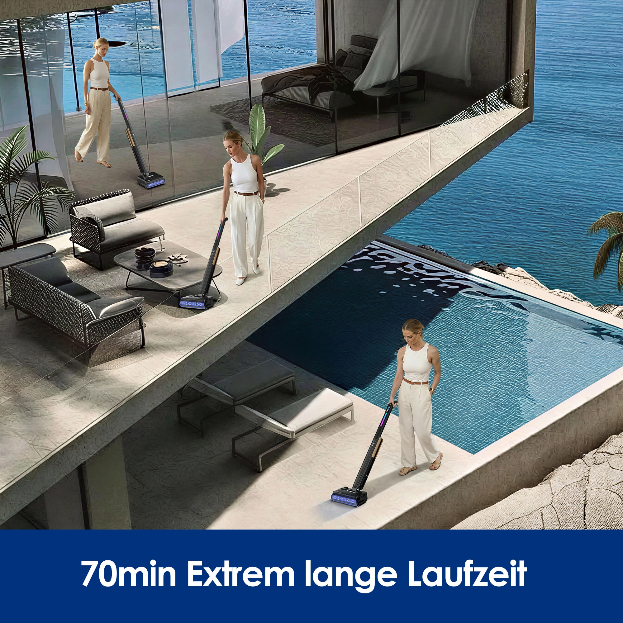 Tineco Nass-Trocken-Sauger »FLOOR ONE S7 Fold Elite, schlankes Design, 22.000pa, 70 Min Laufzeit« Auto-Anpassung der Saugleistung, 85° C Heißluft Trocknung, Knickgelenk