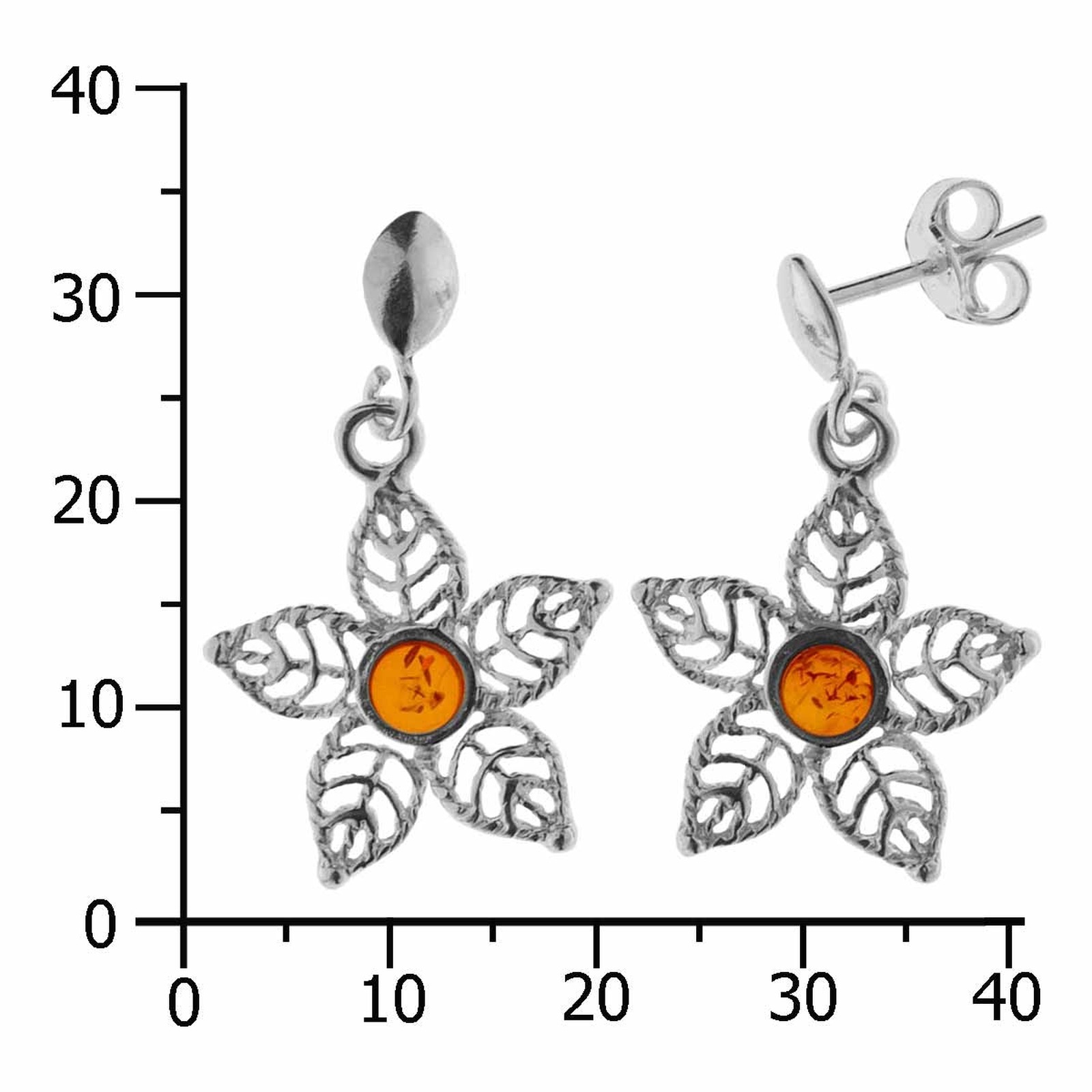 OSTSEE-SCHMUCK Paar Ohrhänger »- Blüte - Silber 925/000 - Bernstein«