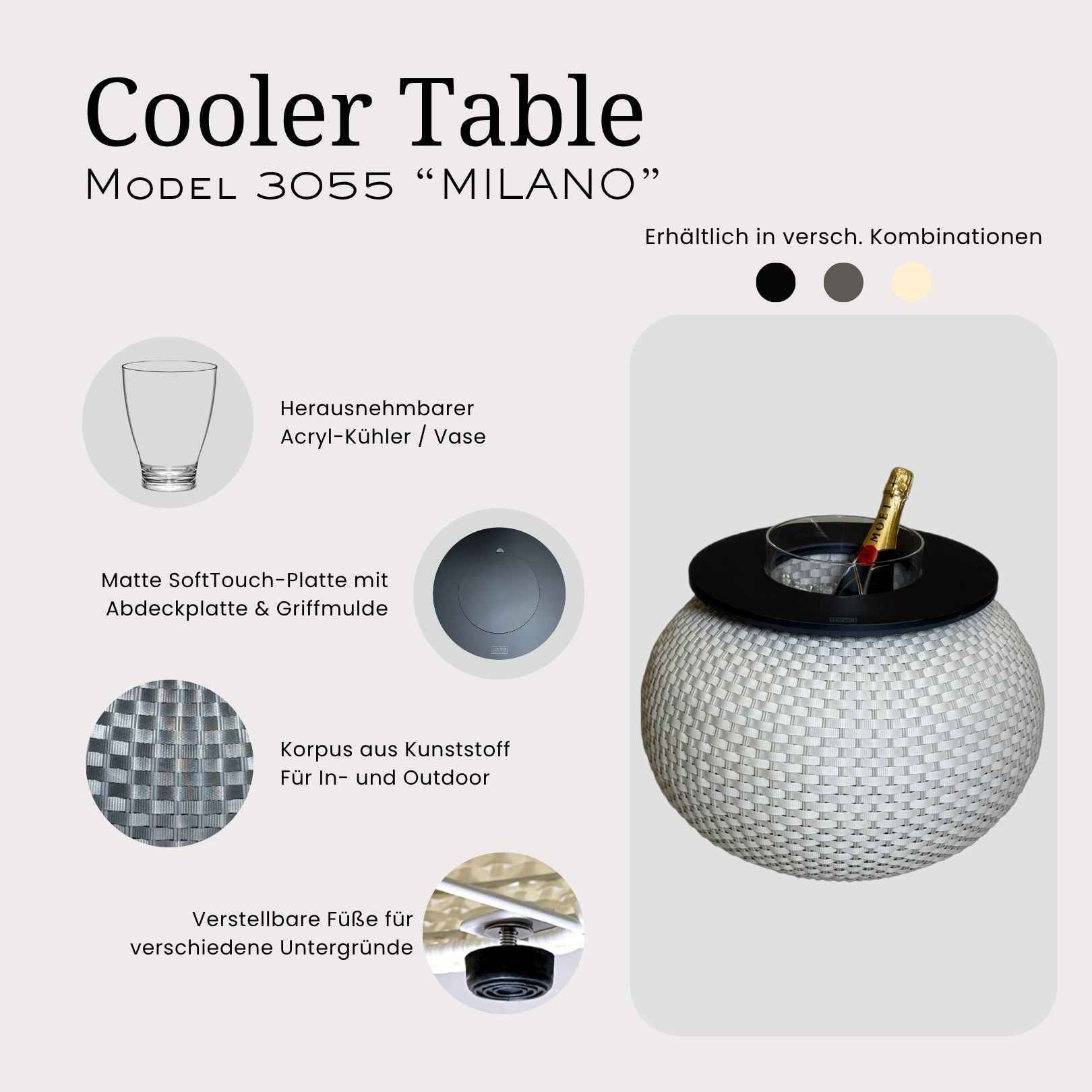 COOTAB Cooler Table Beistelltisch »Beistelltisch mit Acryl-Kühler Milano 40 cm« 1 Stk. tlg.