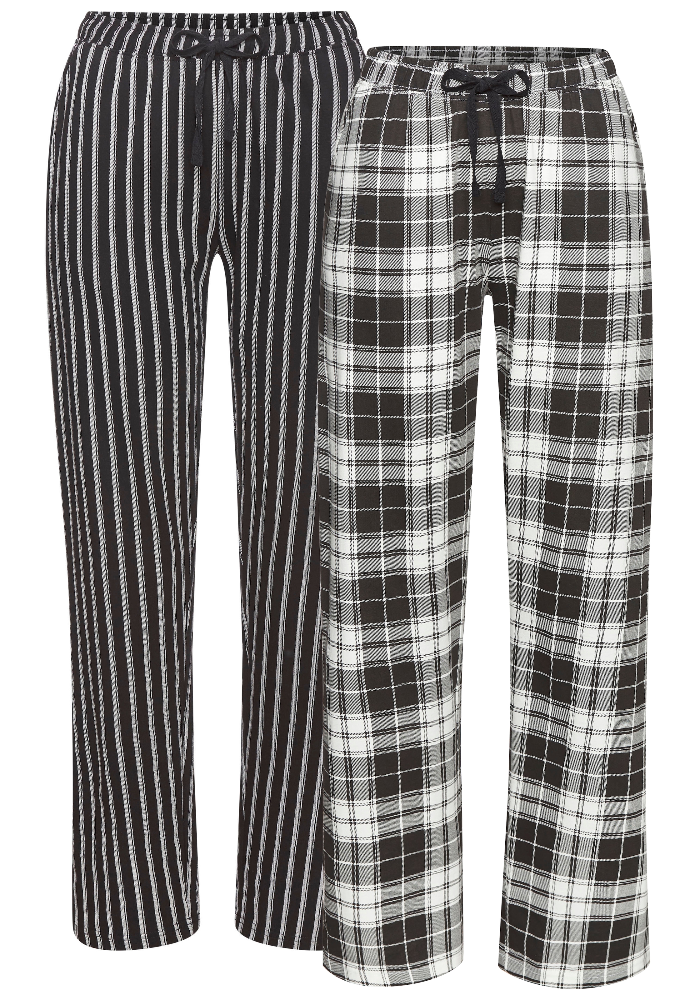 Vivance Dreams Pyjamahose, (Packung, 2 tlg.), Mit Streifen und Karos