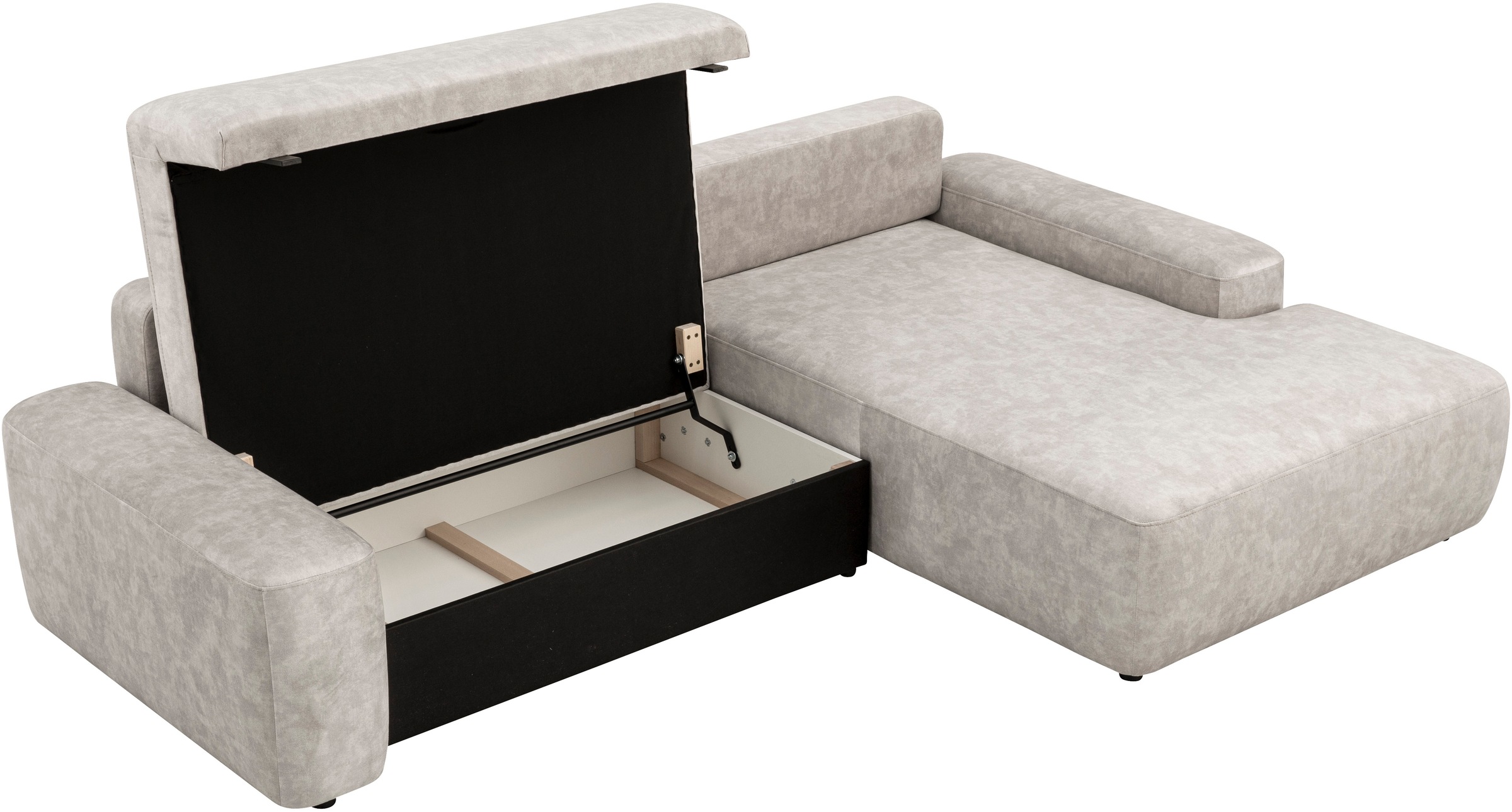 INOSIGN Ecksofa »TORGE (264cm), Schlafsofa in Cord, Samtvelours o Struktur fein, L-Form«, Schlaffunktion, Bettkasten, Liegefläche: 125/210 cm