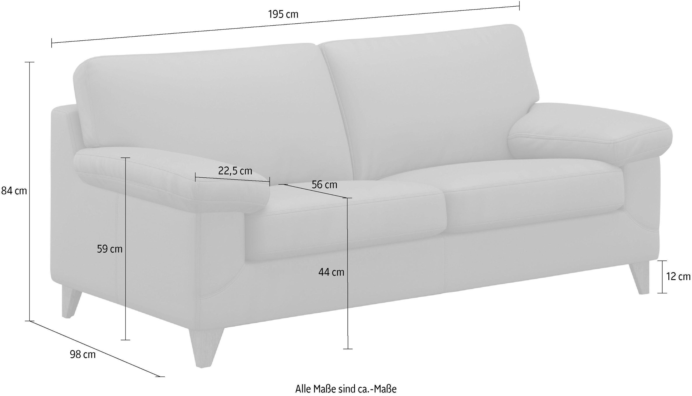 machalke® 2,5-Sitzer »diego«, mit weichen Armlehnen, Füße wengefarben, Breite 195 cm