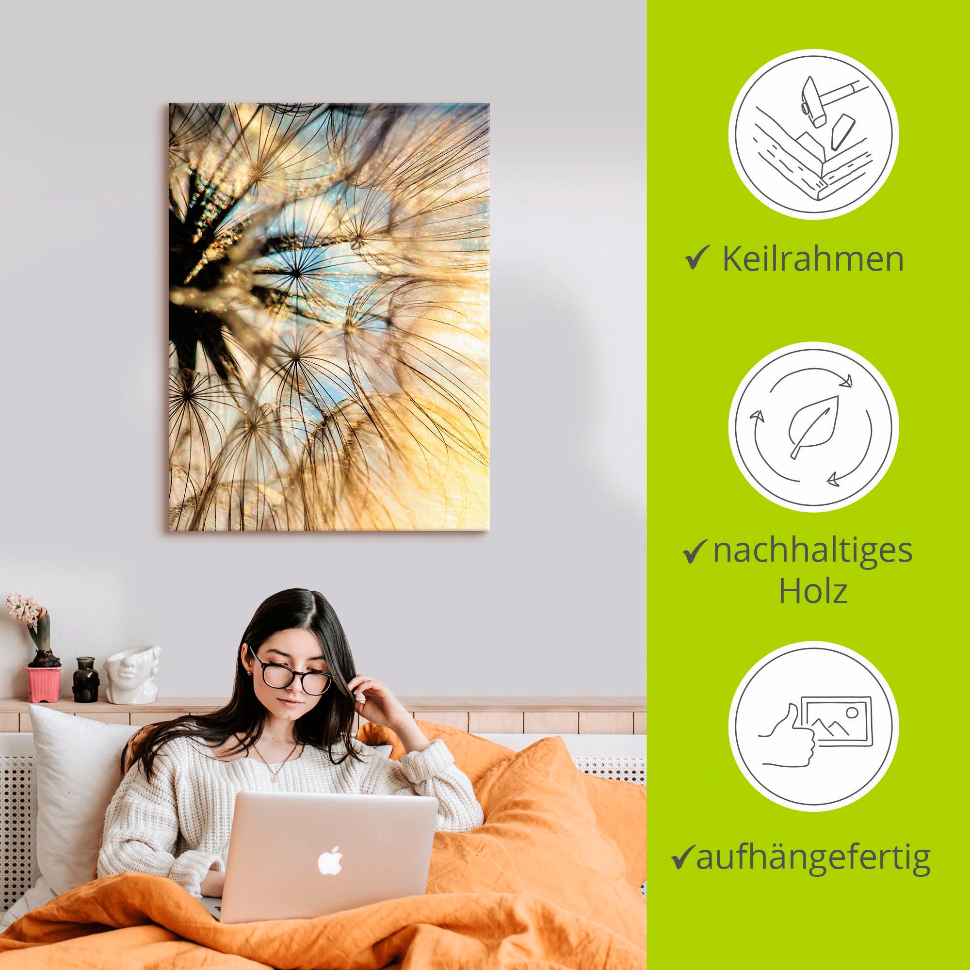 Artland Wandbild »Pusteblume Poesie«, Blumen, (1 St.), als Leinwandbild, Poster, Wandaufkleber in verschied. Größen
