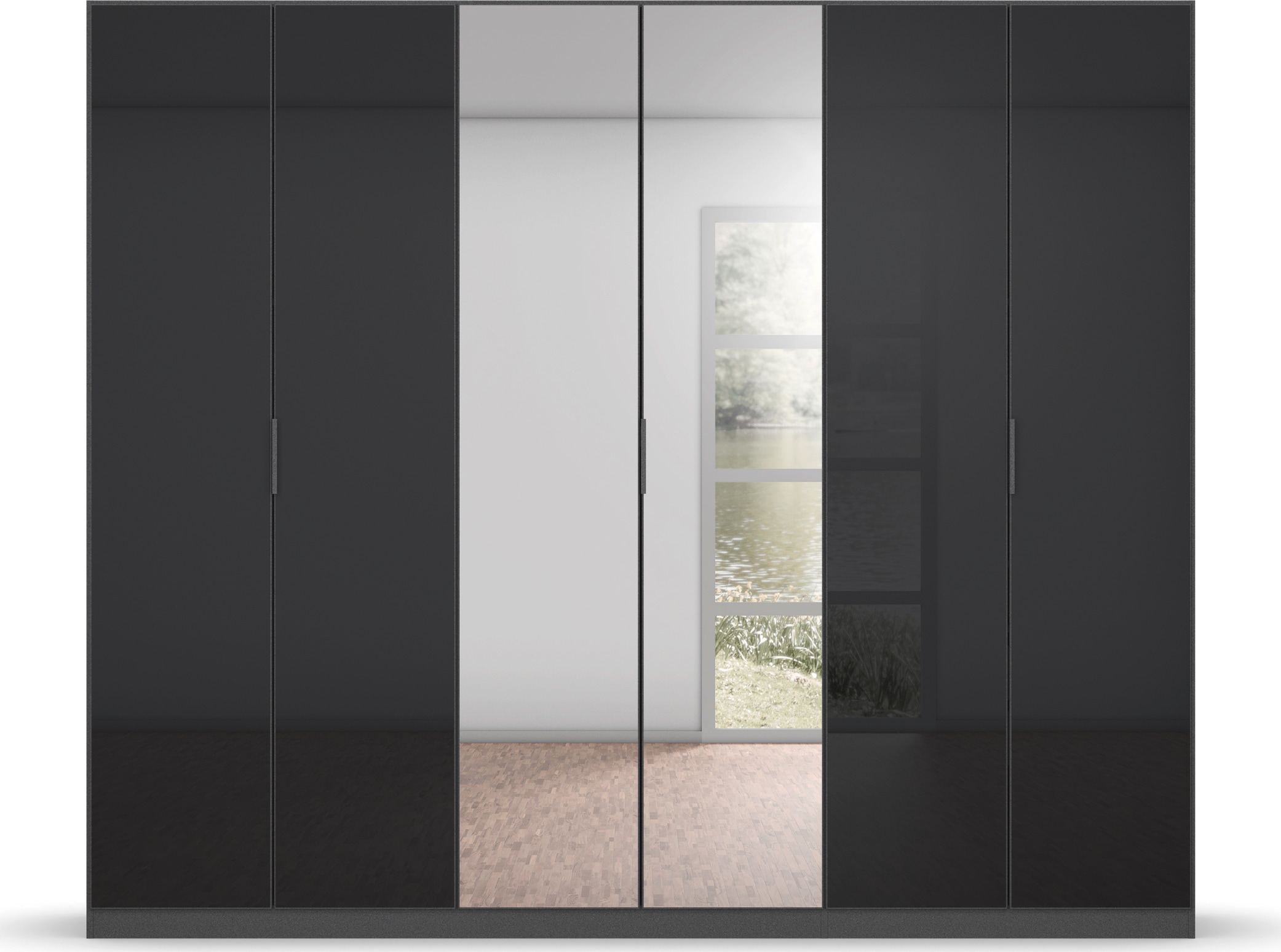 rauch Drehtürenschrank »Kleiderschrank Schrank Garderobe KOLUNA mit Glastüren und Spiegel«, (Breiten 181/226/271/315 cm Höhen 210/229 cm), inkl. 2 Innenschubladen sowie extra Einlegeböden MADE IN GERMANY