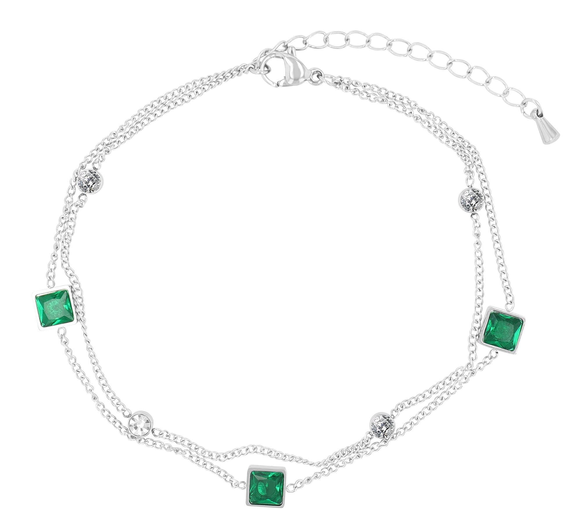 Adelia´s Fußkette »Edelstahl Fußkettchen 21,5 cm mit funkelnden Similisteinen«