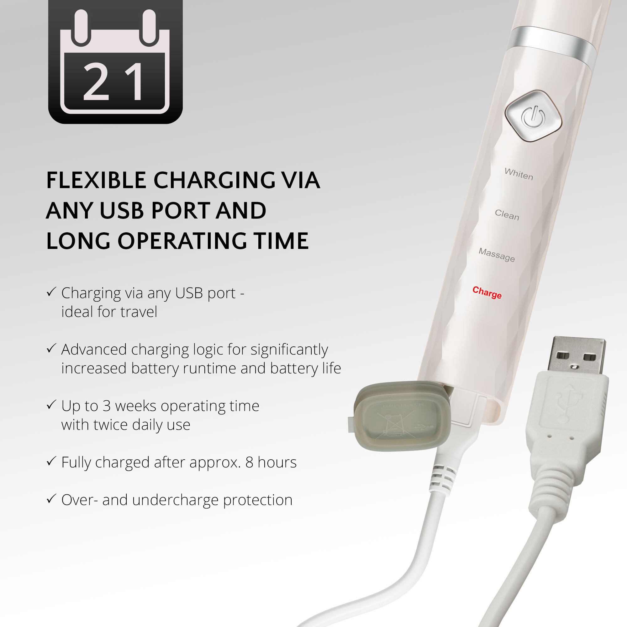 AILORIA Schallzahnbürste »USB-Schallzahnbürste FLASH TRAVEL«